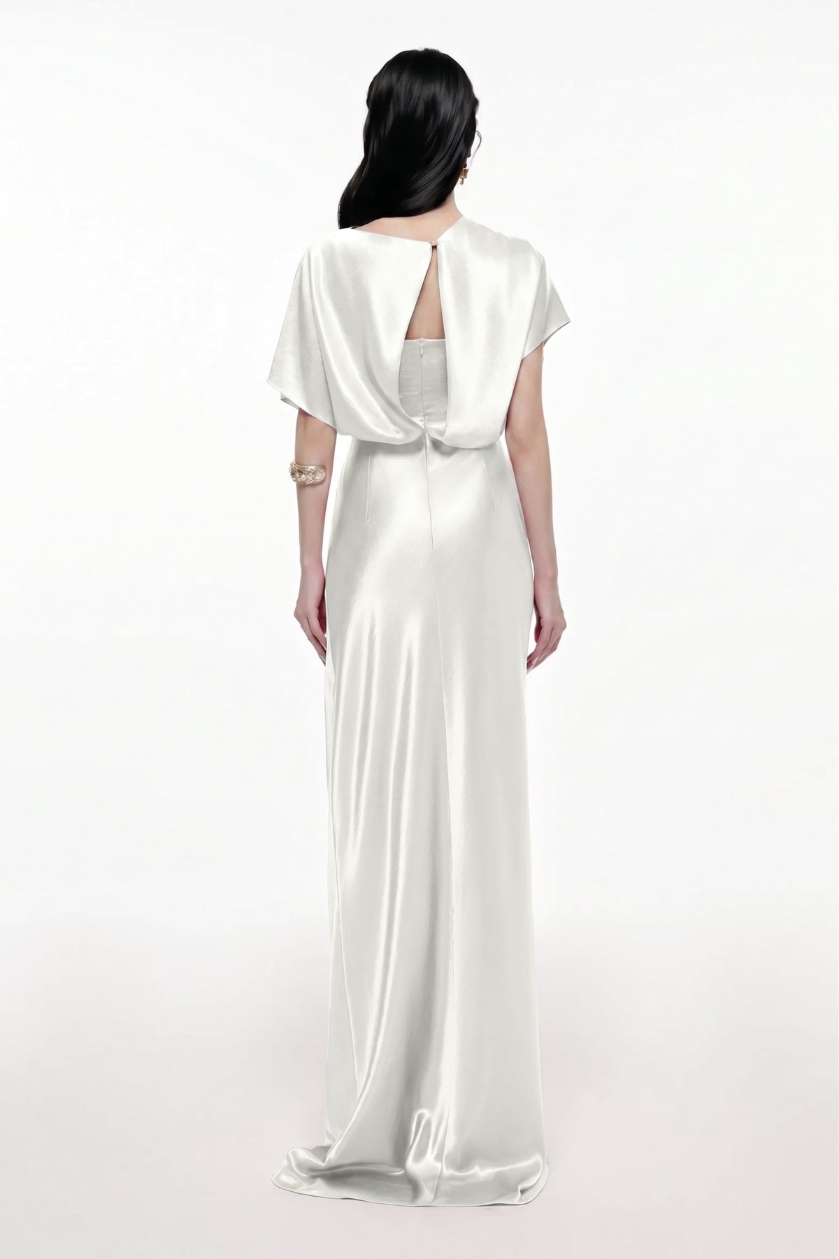 Satin Solid Ruched Maxi Dress