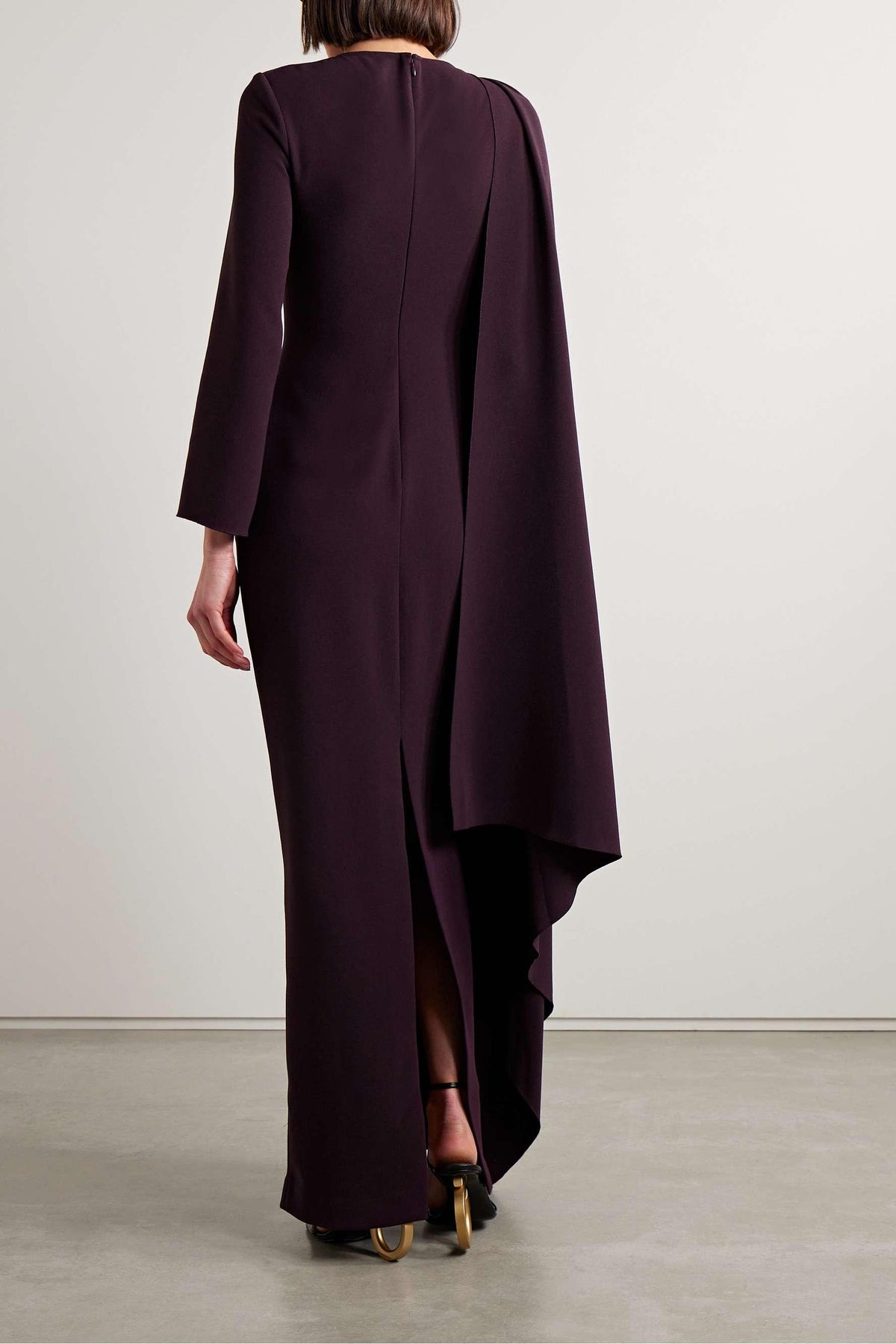 Solid One Sleeve Cape Sleeve Maxi Dress