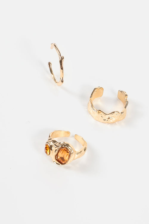 Faux Diamond Metal Ring Set