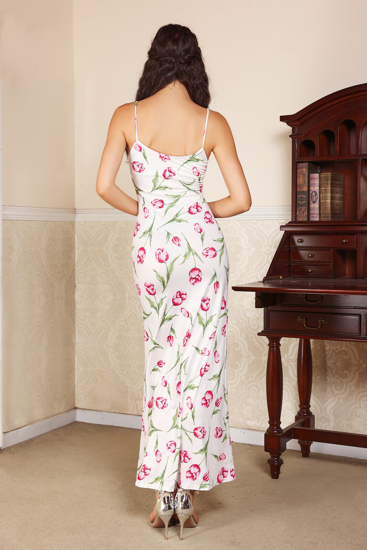 3D Flower Floral Sleeveless Slim Maxi Dress