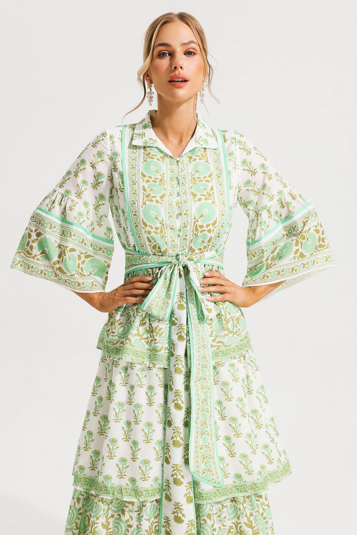 Paisley Single Breasted Midi Dress
