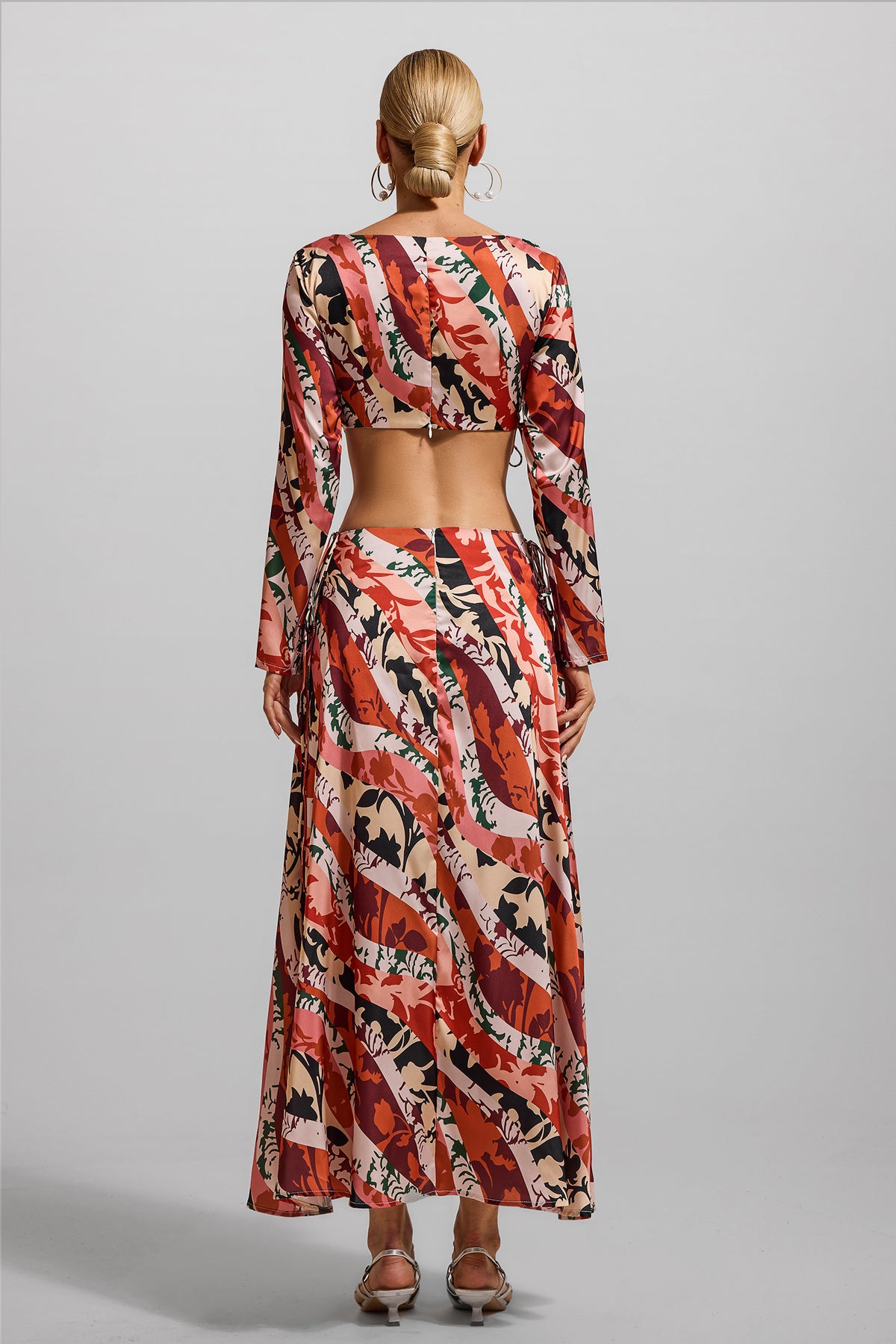 Floral Cut-Out Long Sleeve Midi Dress