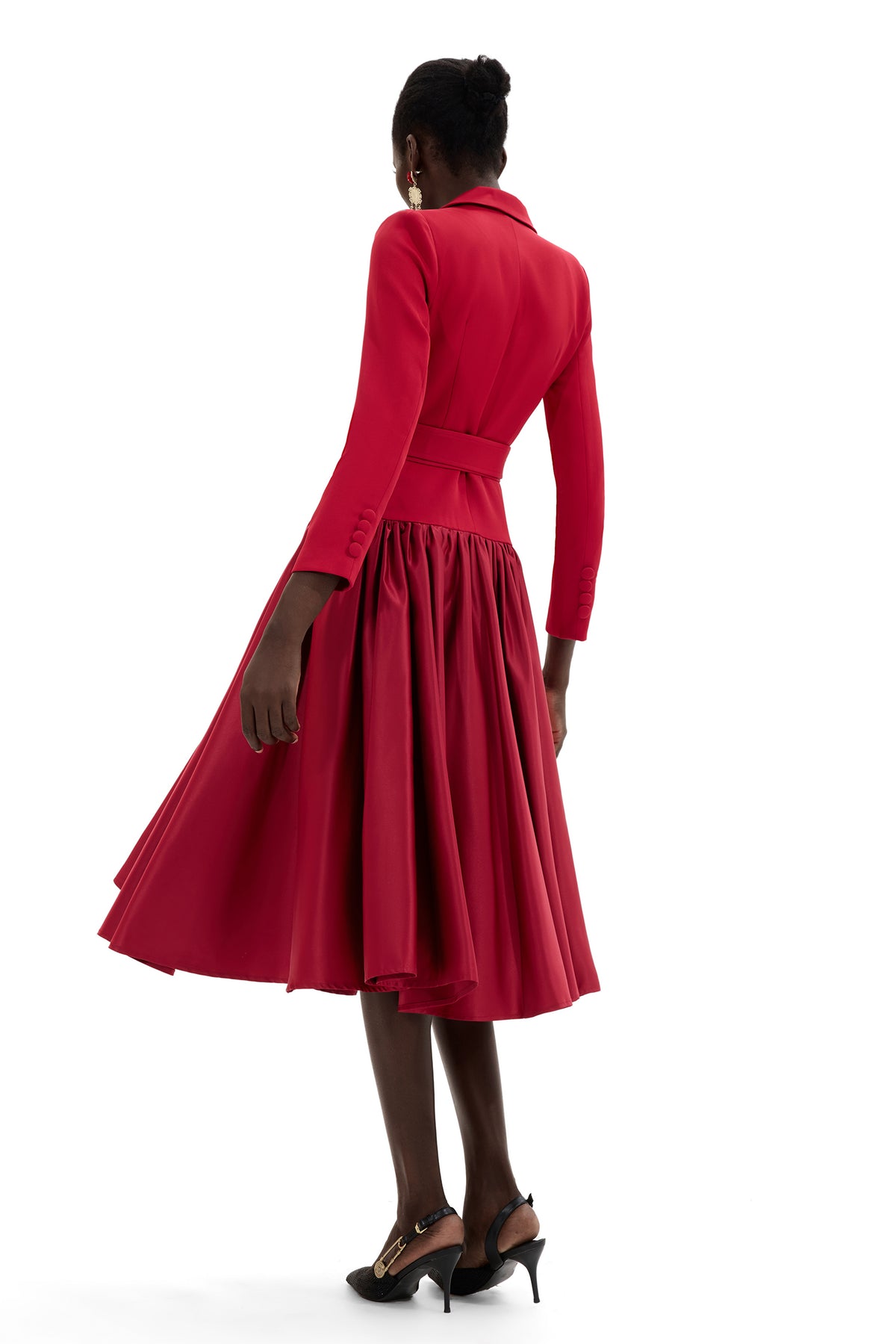 Suit Collar Long Sleeve Suit dress With Belt