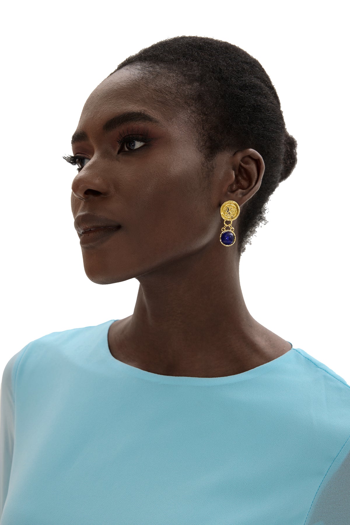 Metal Faux Sapphire Earrings