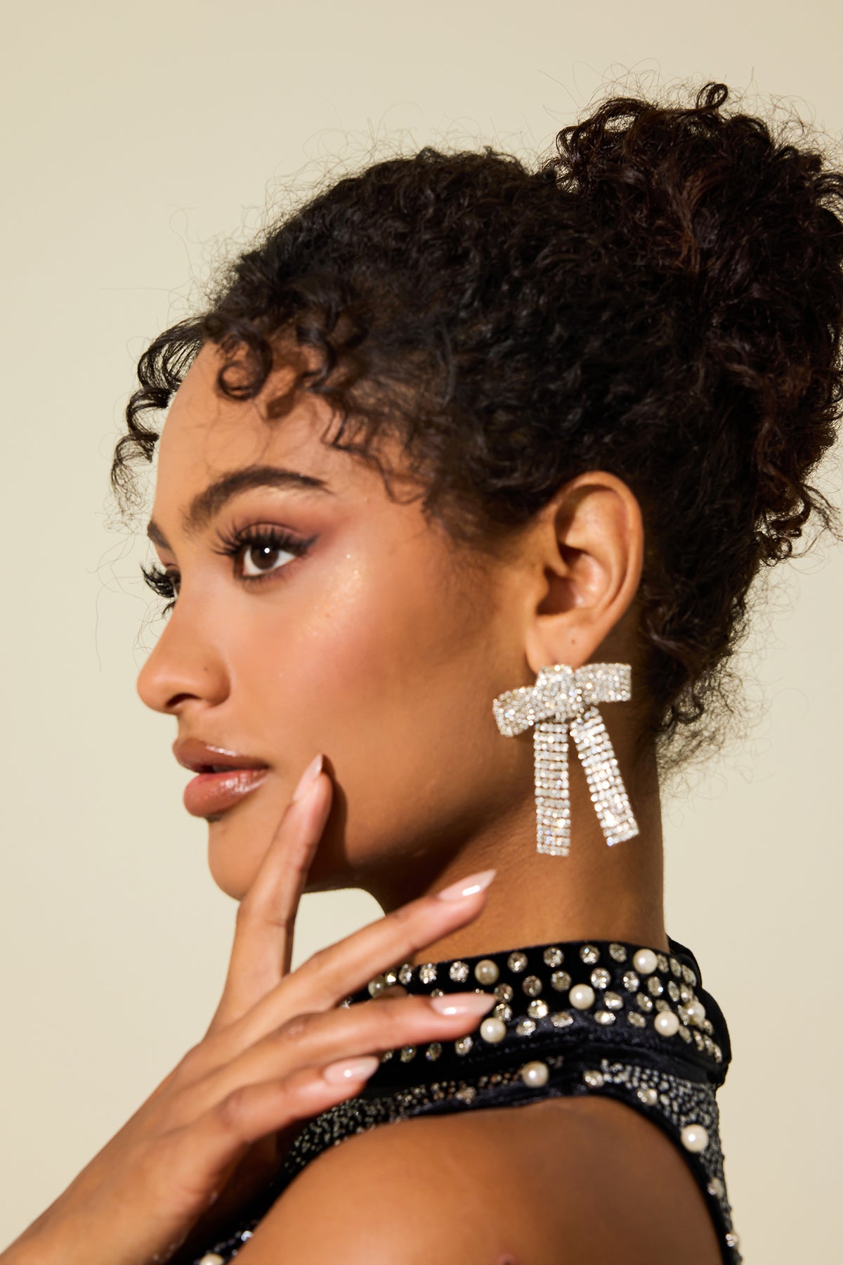 Rhinestone Bowknot Earrings