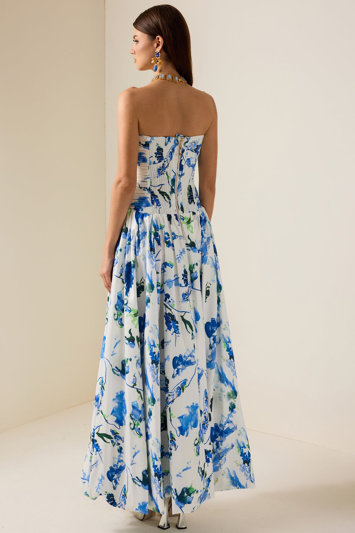 Floral Off-Shoulder Split Midi Dress