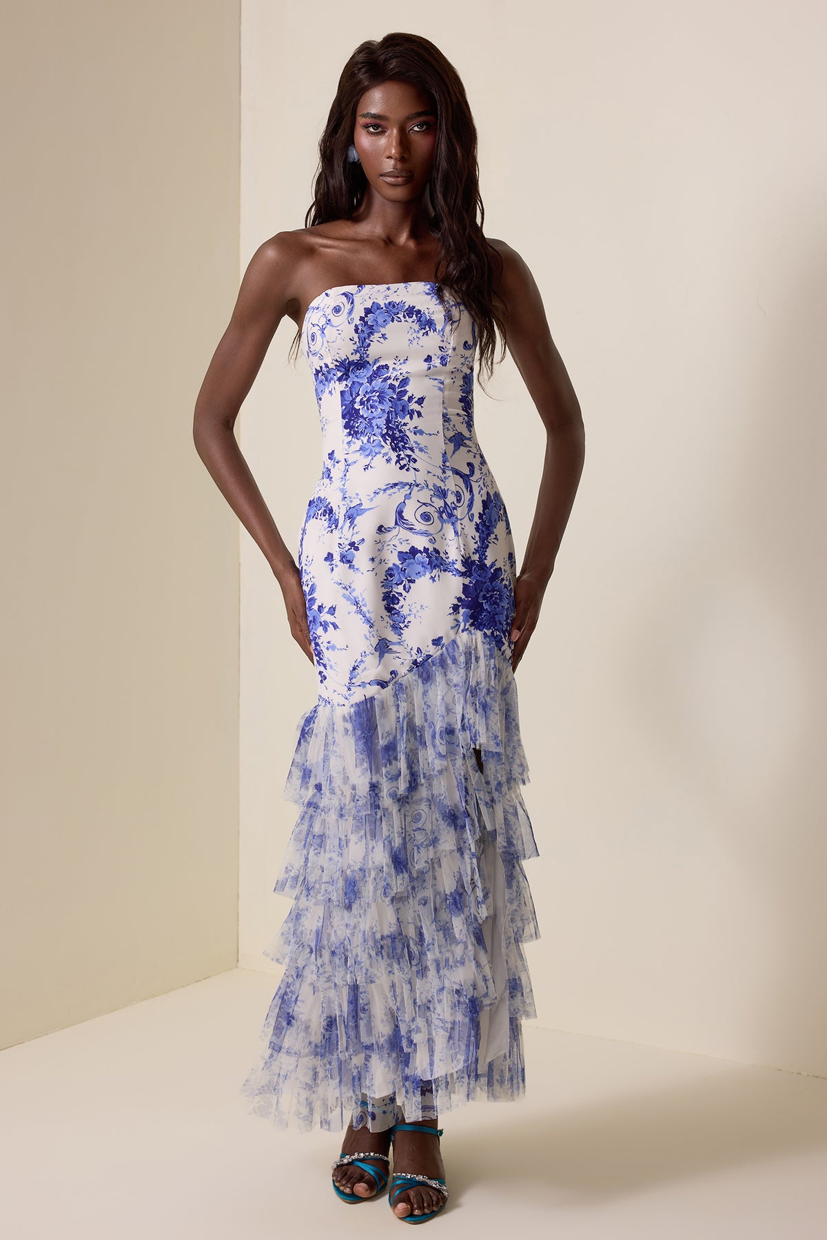 Floral Off-Shoulder Ruffle Maxi Dress