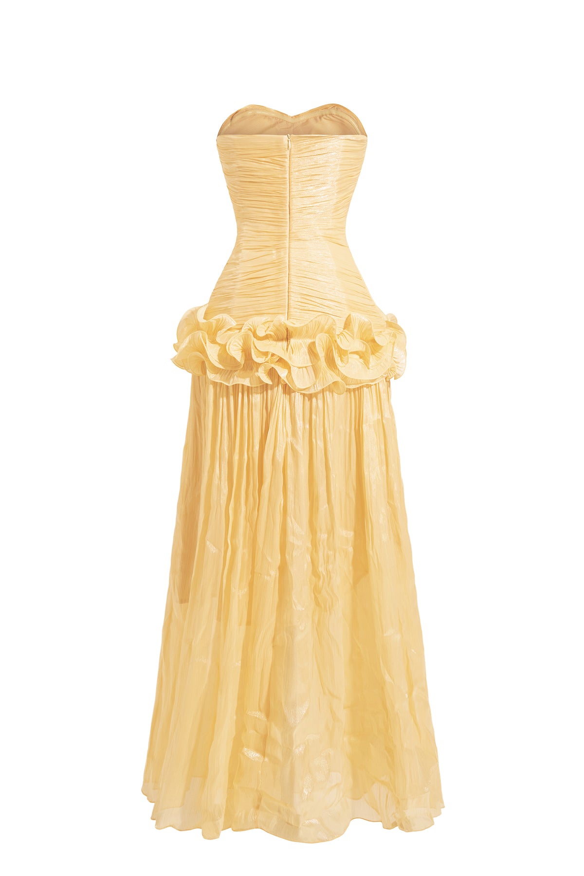 Solid Pleated Ruffle Maxi Dress