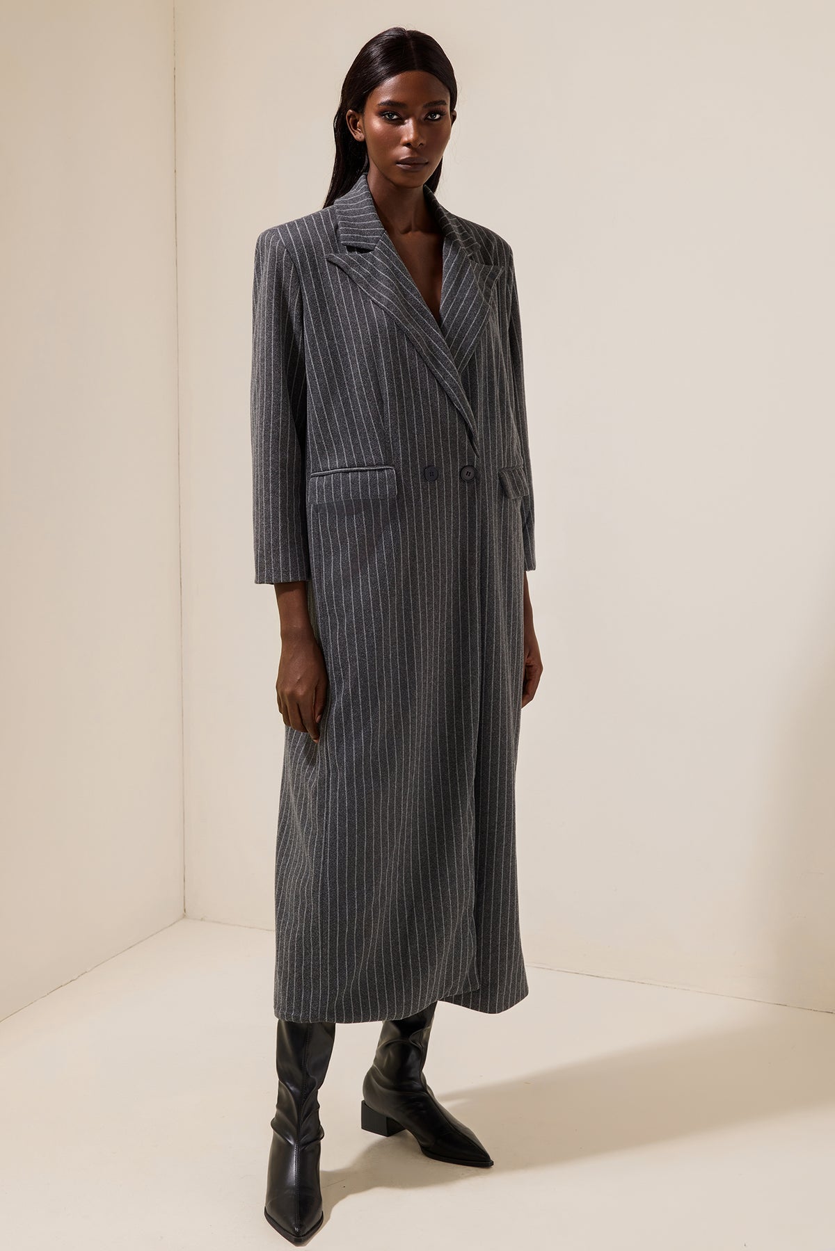 Stripe Long Sleeve Trench OverCoat