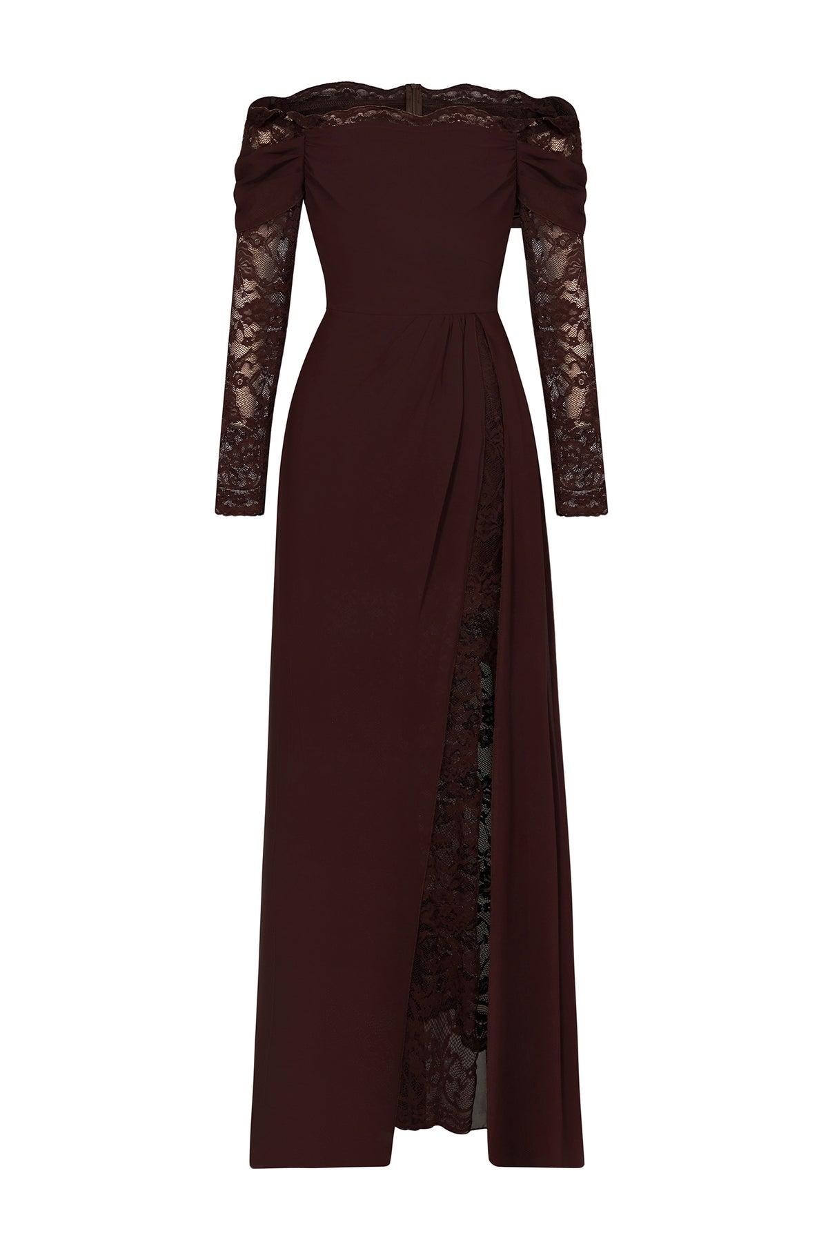 Lace Splicing Chiffon Off Shoulder Maxi Dress