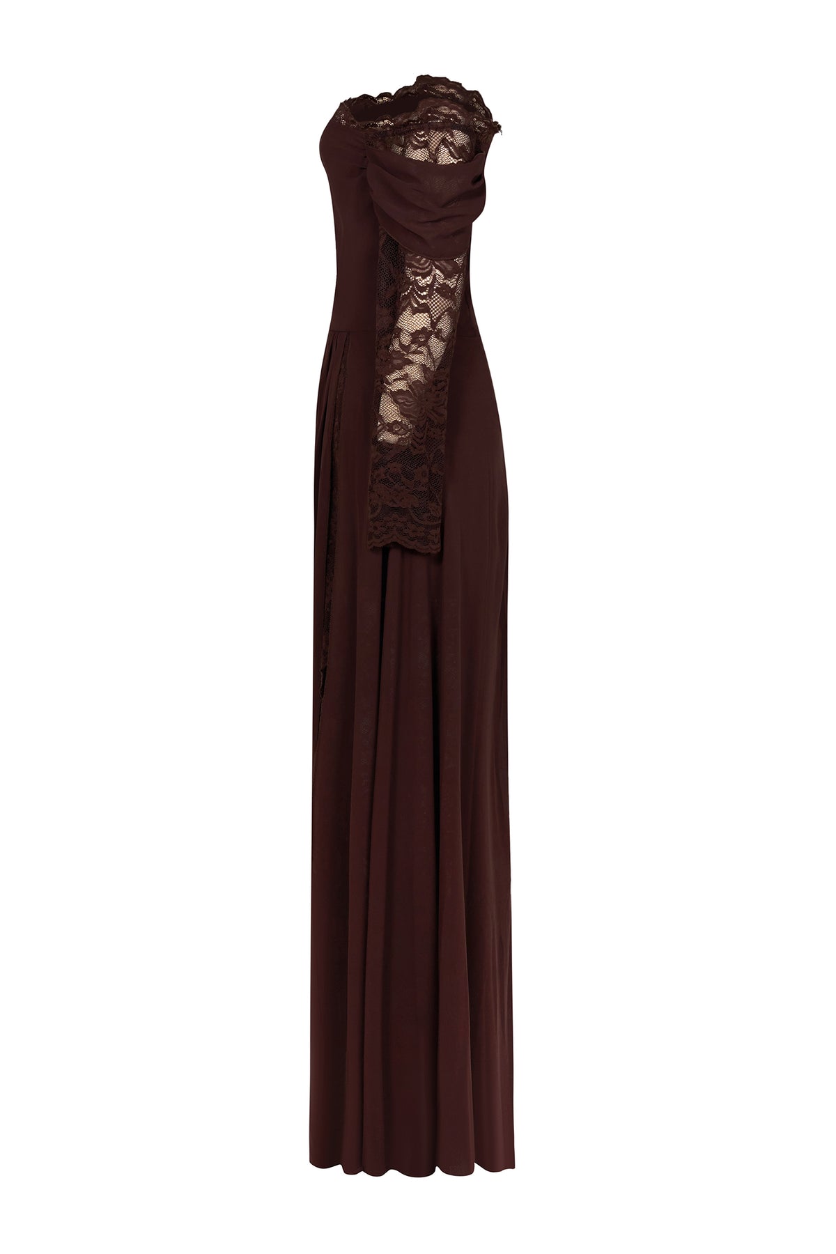 Lace Splicing Chiffon Off Shoulder Maxi Dress
