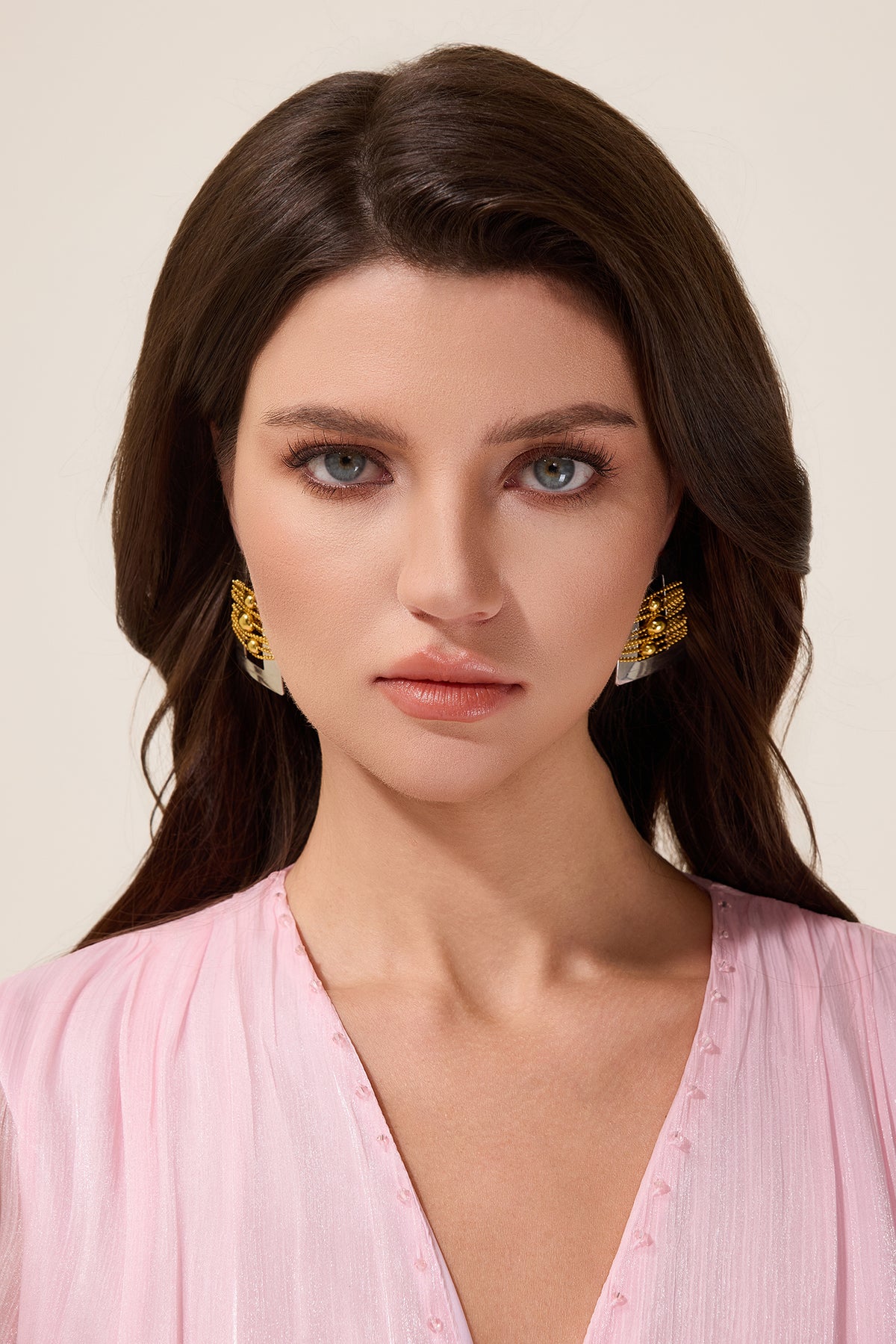 Rectangle Beaded Metal Earrings