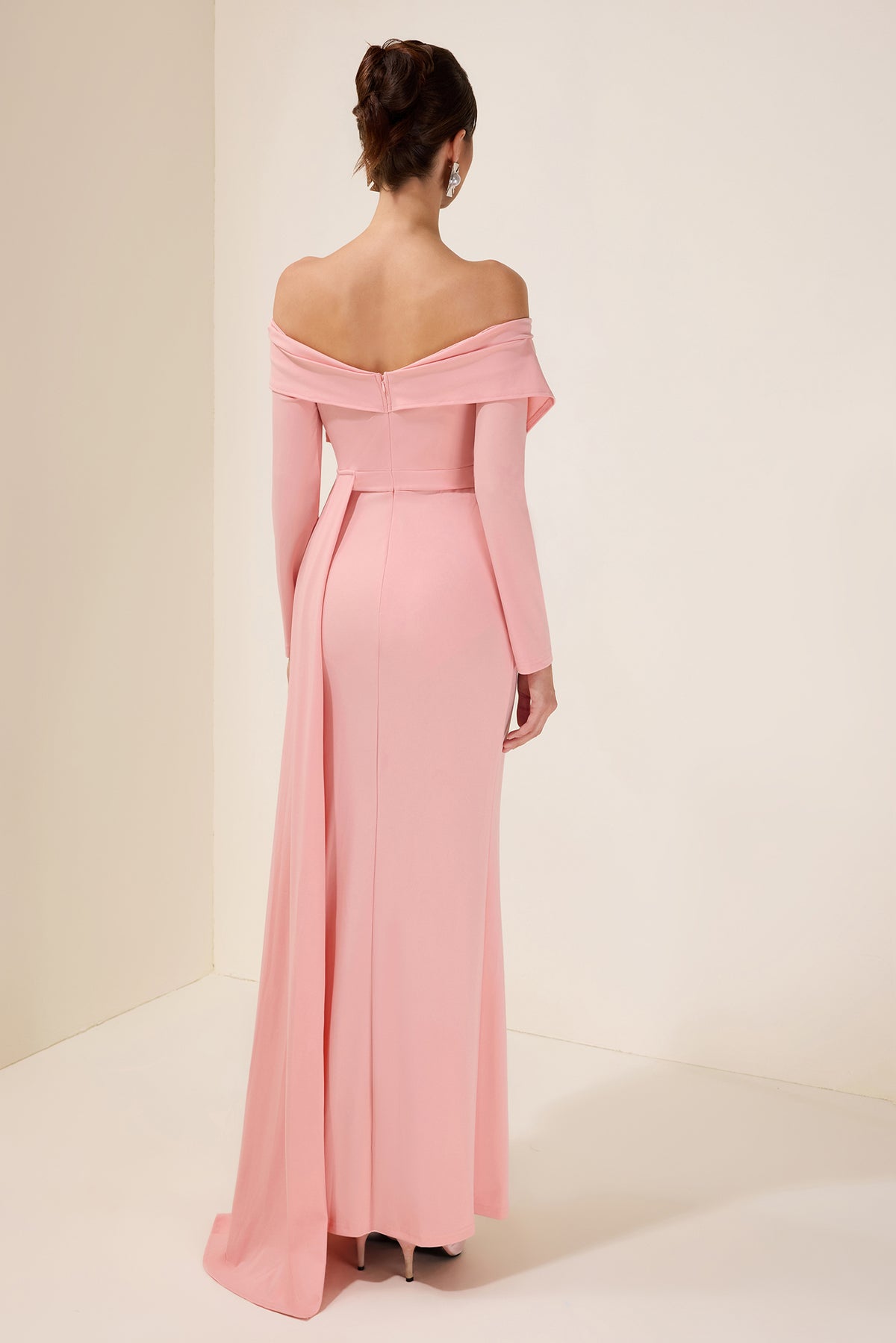 Solid 3D Flower Slit Maxi Dress