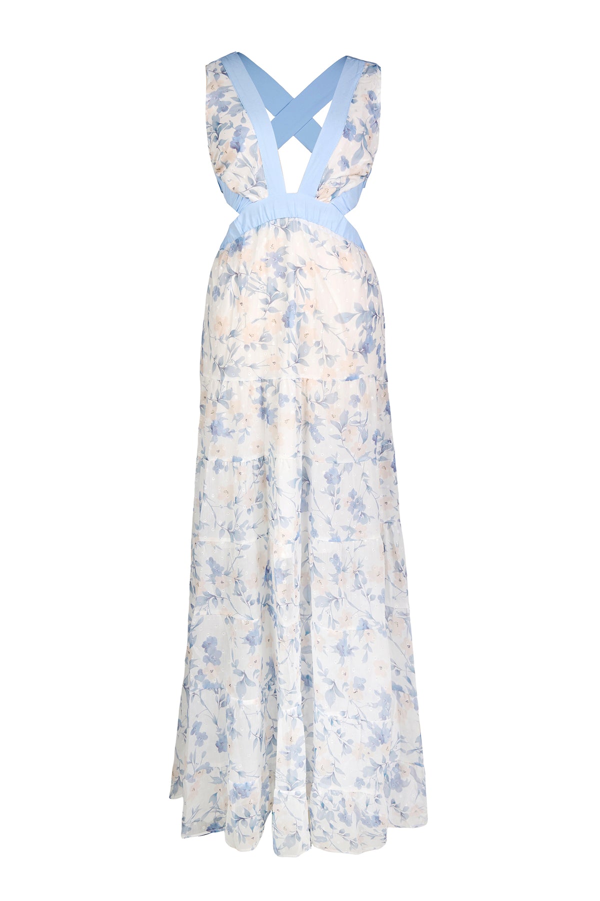 Floral Cut-Out Backless Maxi Dress