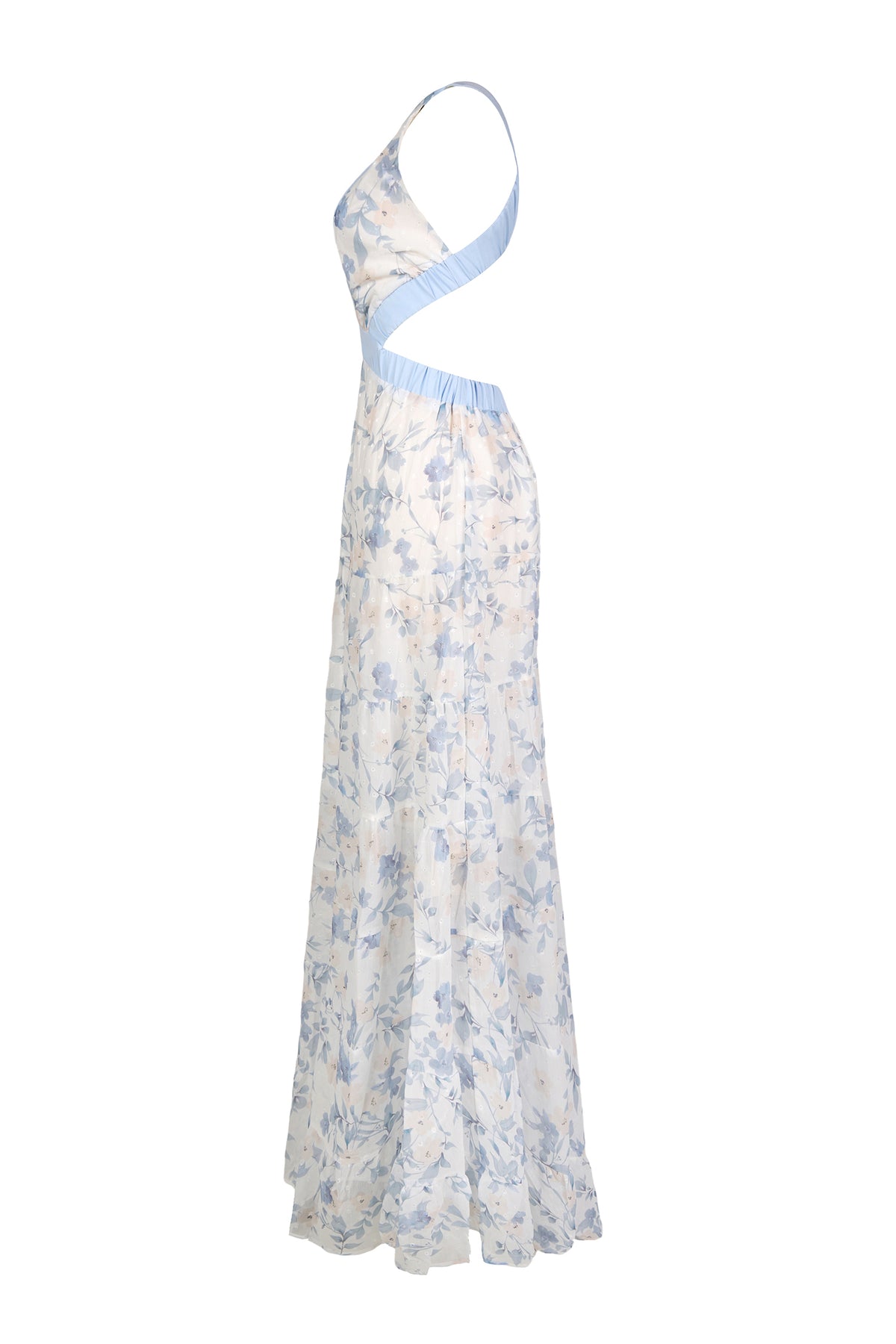 Floral Cut-Out Backless Maxi Dress
