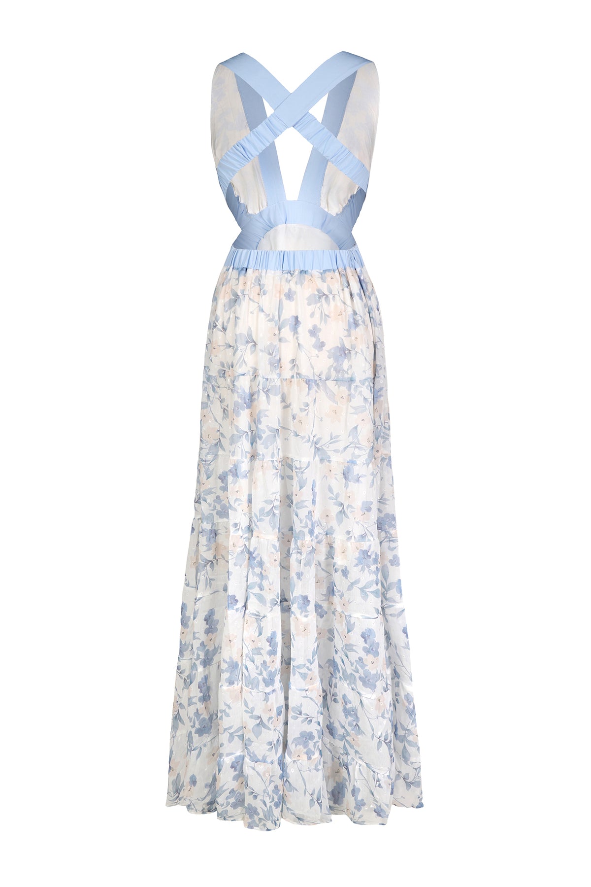 Floral Cut-Out Backless Maxi Dress