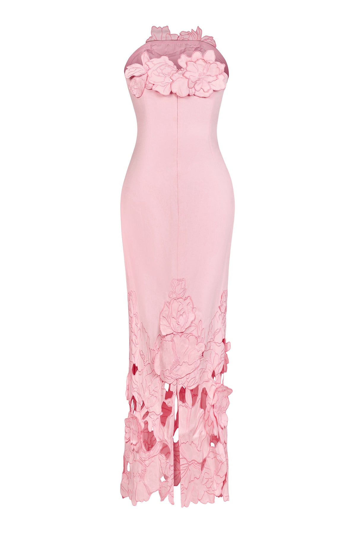 Off-Shoulder Floral Appliquéd Midi Dress