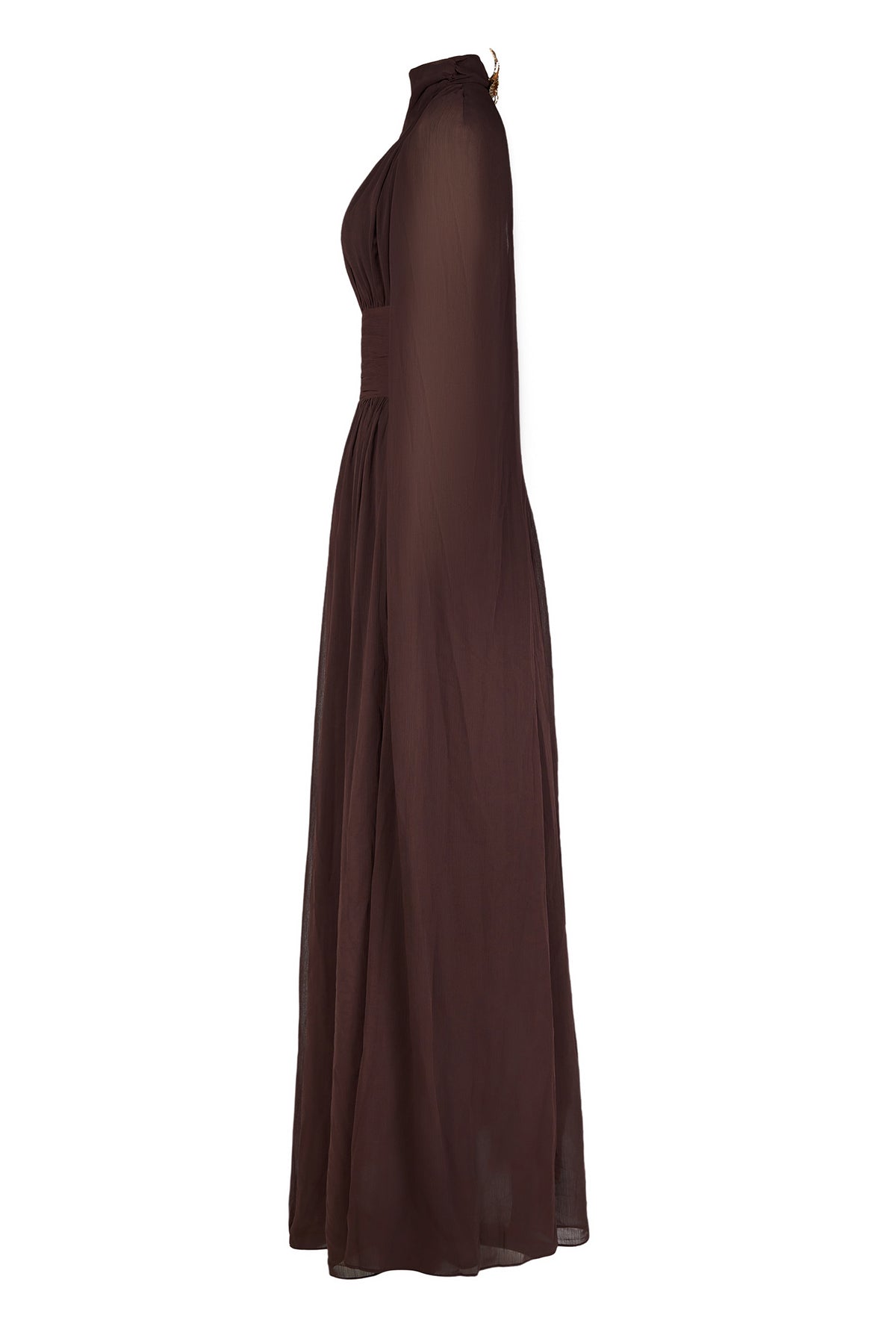 Chiffon High Neck Cape Sleeve Maxi Dress