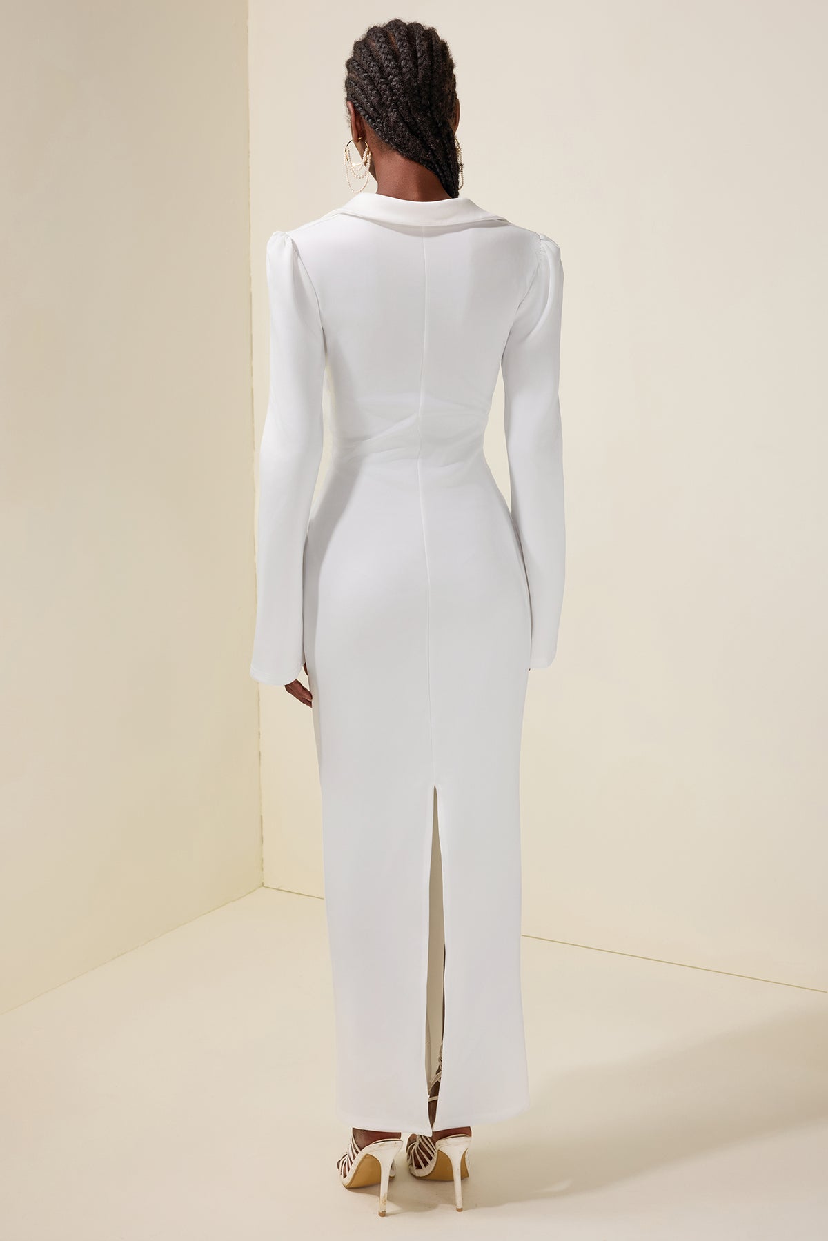 Solid V-Neck Tie-Up Maxi Dress