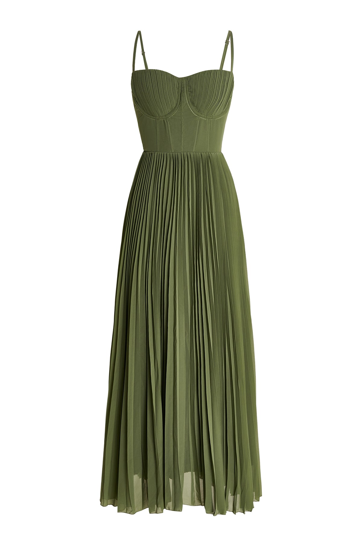 Solid Pleated Slip Midi Dress