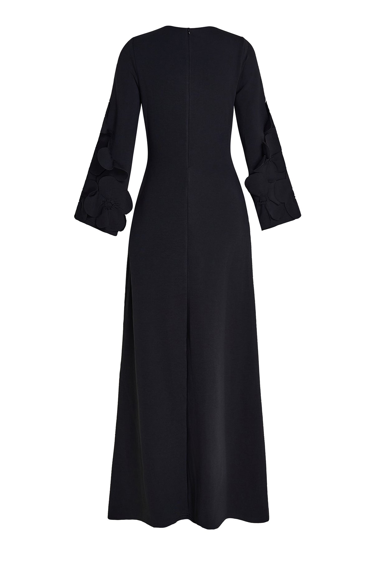 3D Floral Solid Cut-Out Maxi Dress