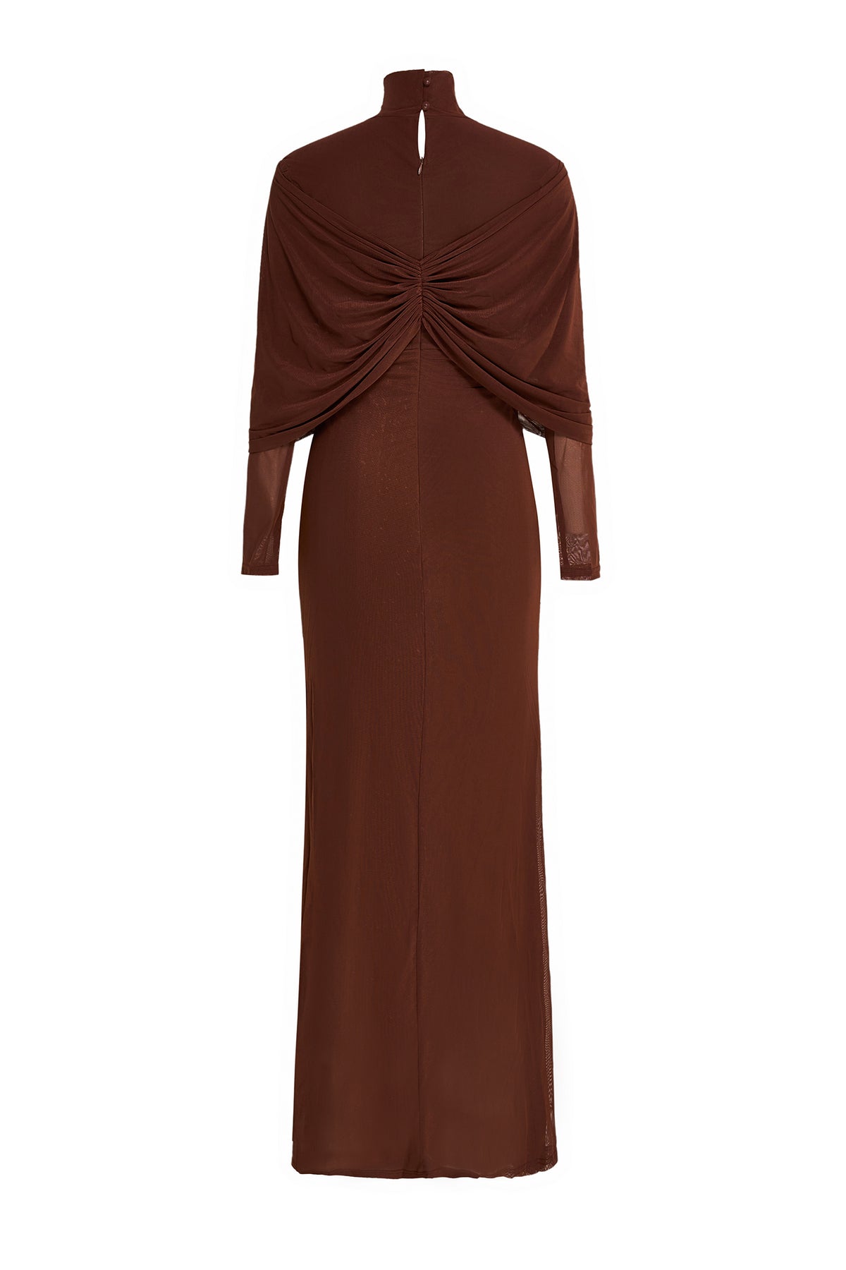 Jersey Solid Ruched Long Sleeve Maxi Dress