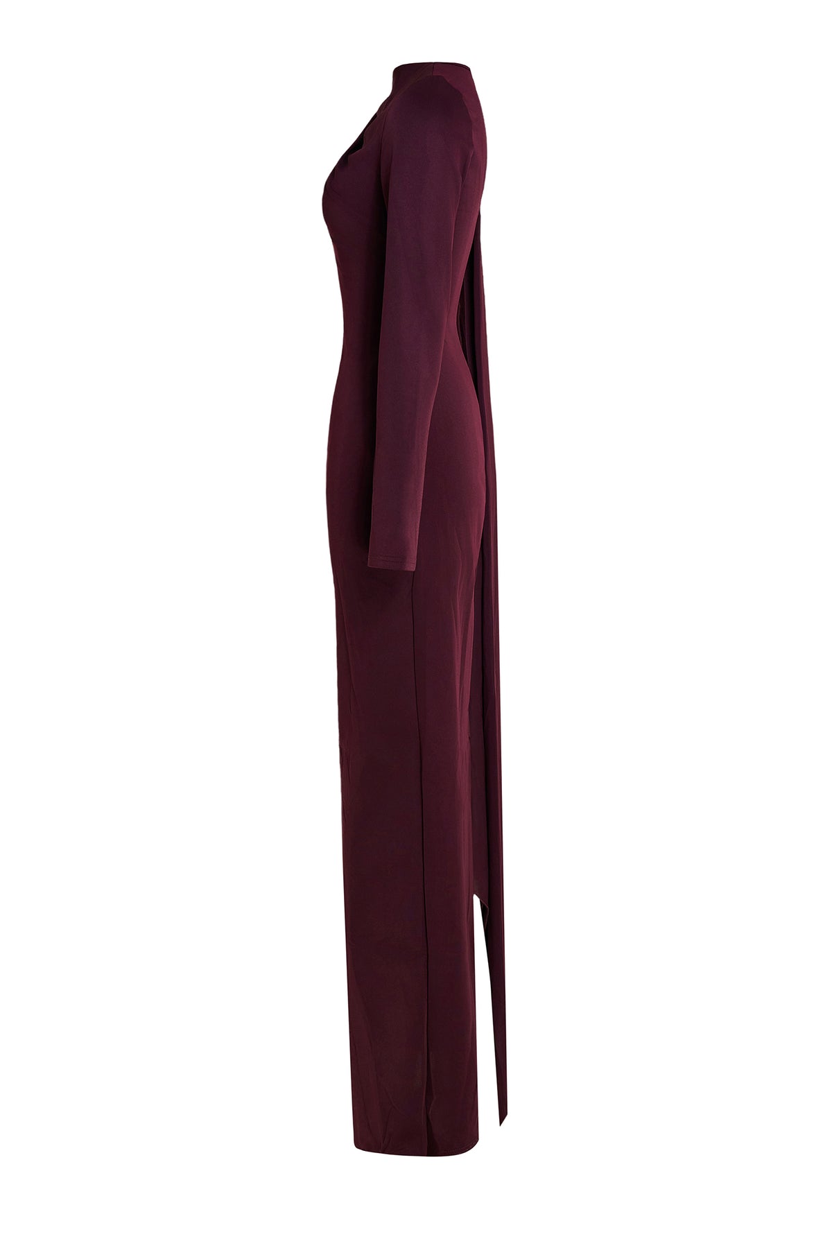 Solid One Sleeve Cape Sleeve Maxi Dress