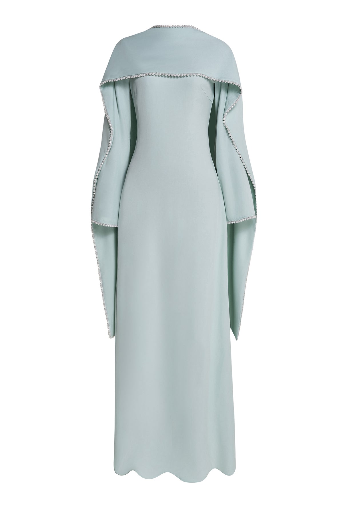 Pearl Bell Sleeve Maxi Dress With Cape