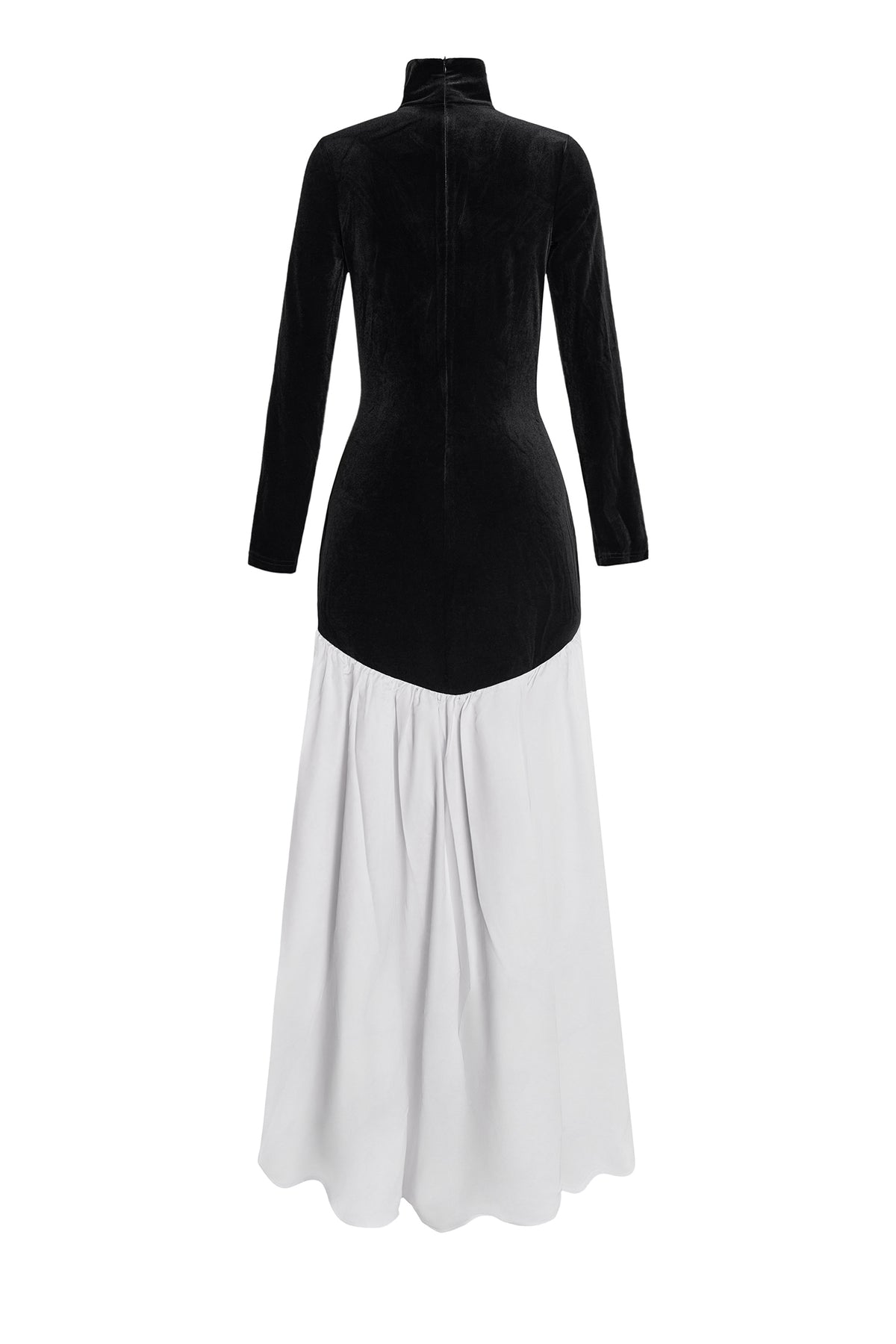 Satin Velvet Splicing Maxi Dress