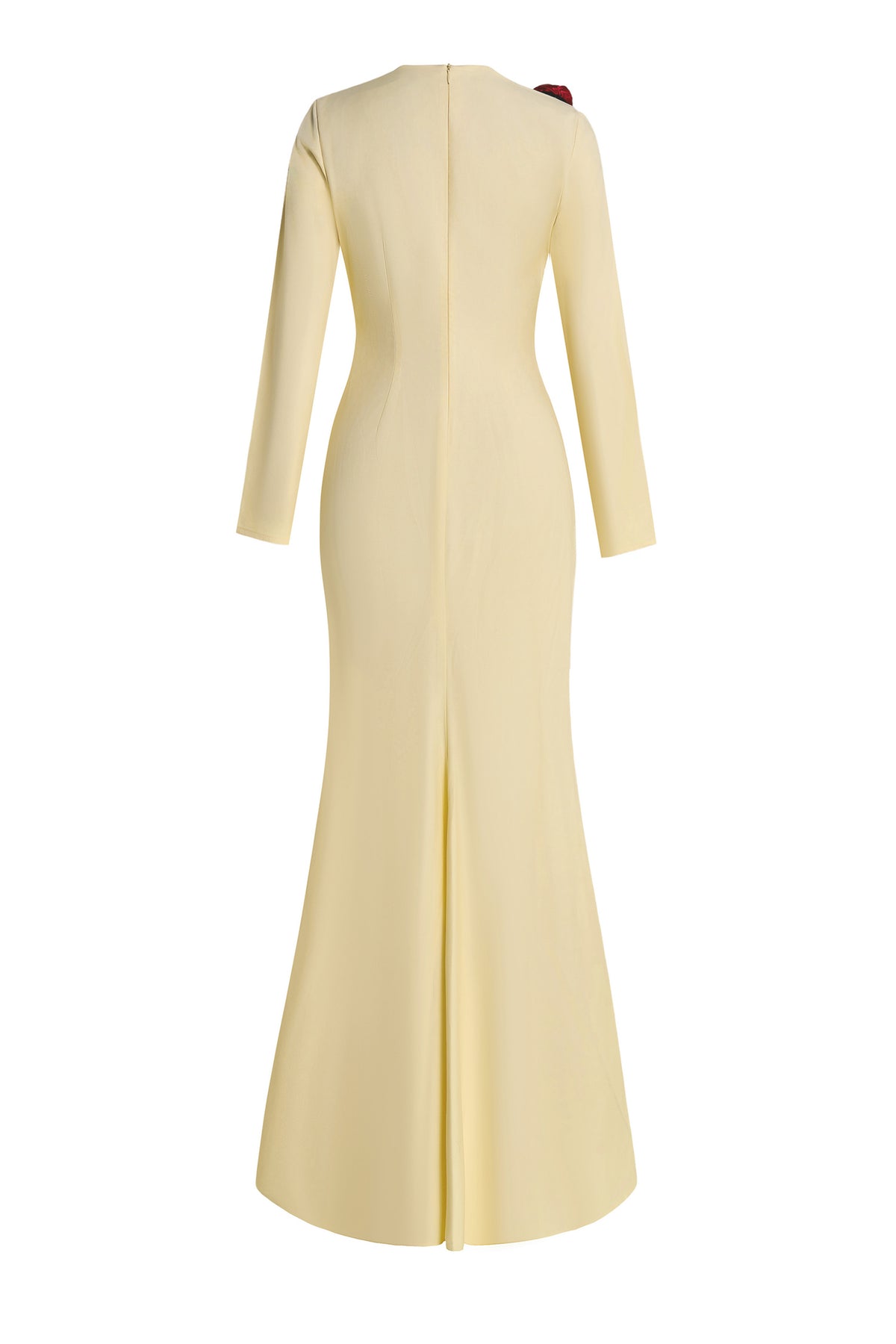 3D Flower Gathering Long Sleeve Maxi Dress