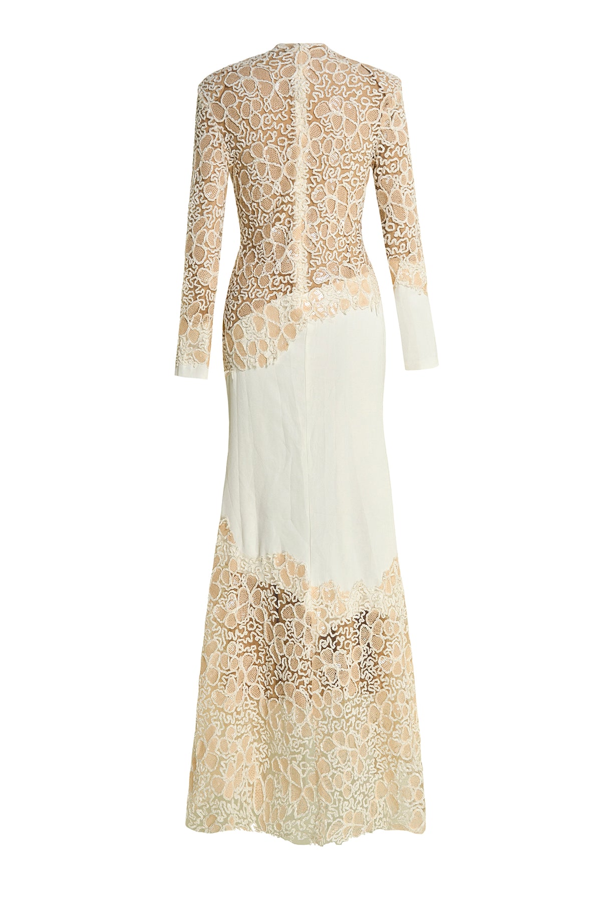 Sequin Splicing Embroidery Long Sleeve Maxi Dress
