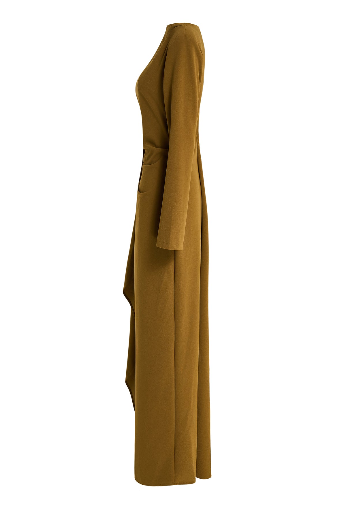 Pleated Round Neck Cape Maxi Dress