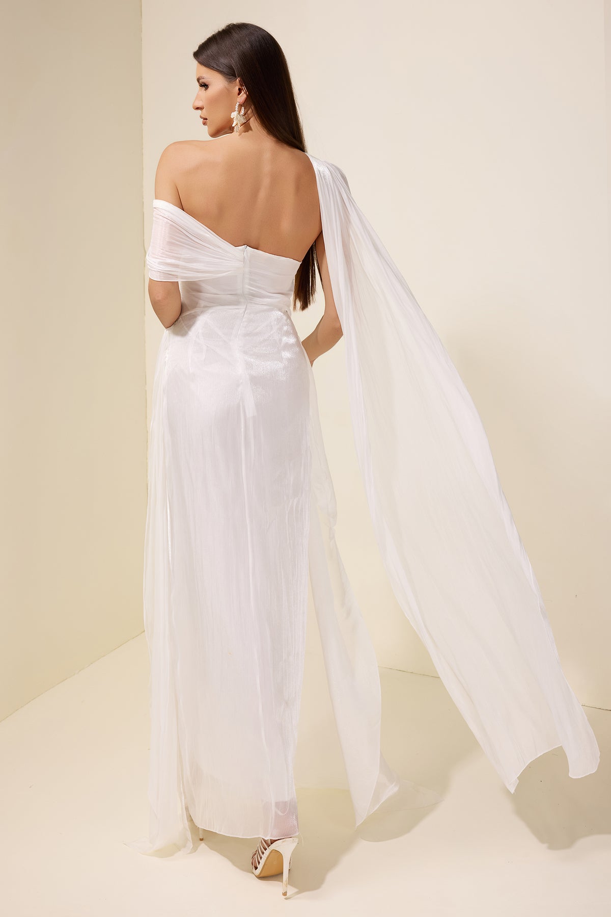 Satin Sleeveless Gathering Maxi Dress