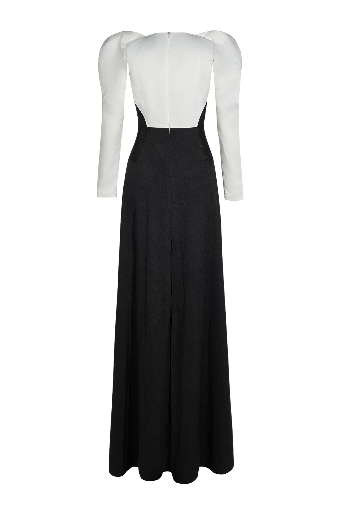 Contrast Color Long Sleeve Maxi Dress