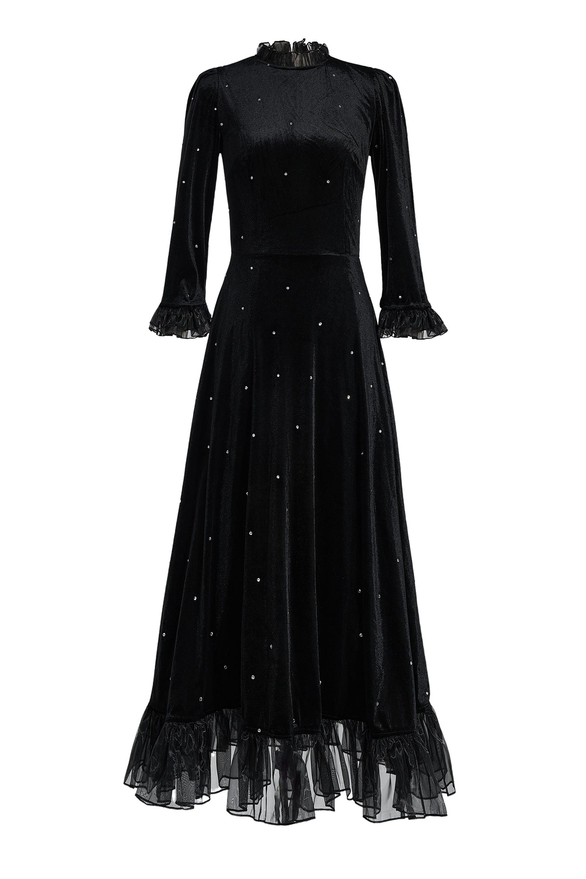 Velvet Mid Sleeve Maxi Dress