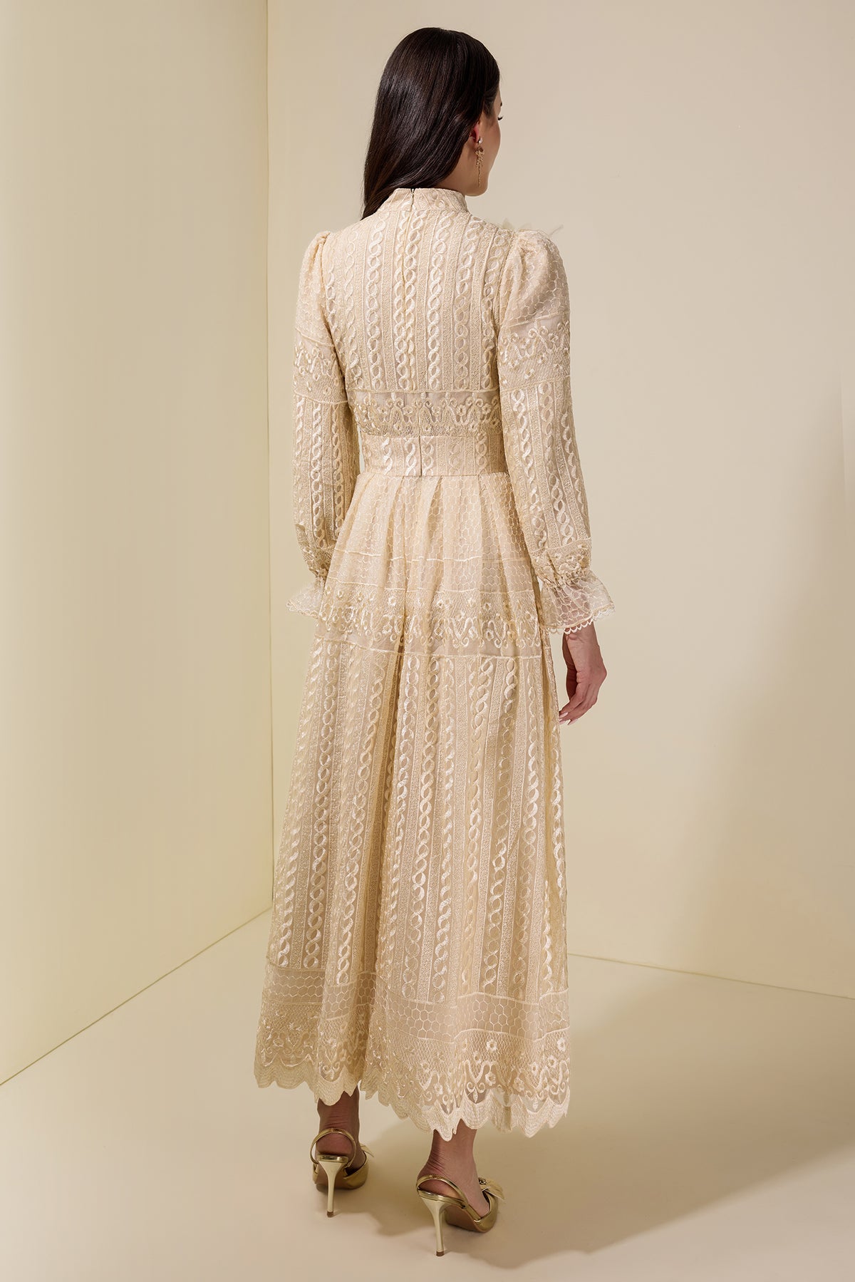 3D Flower Embroidered Beaded Maxi Dress