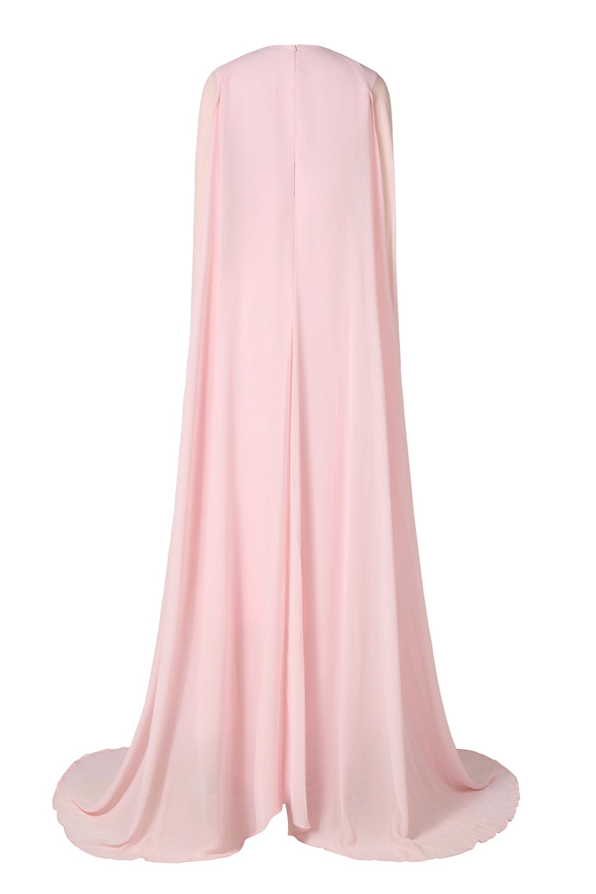 Chiffon Pleated V-Neck Cape Sleeve Maxi Dress