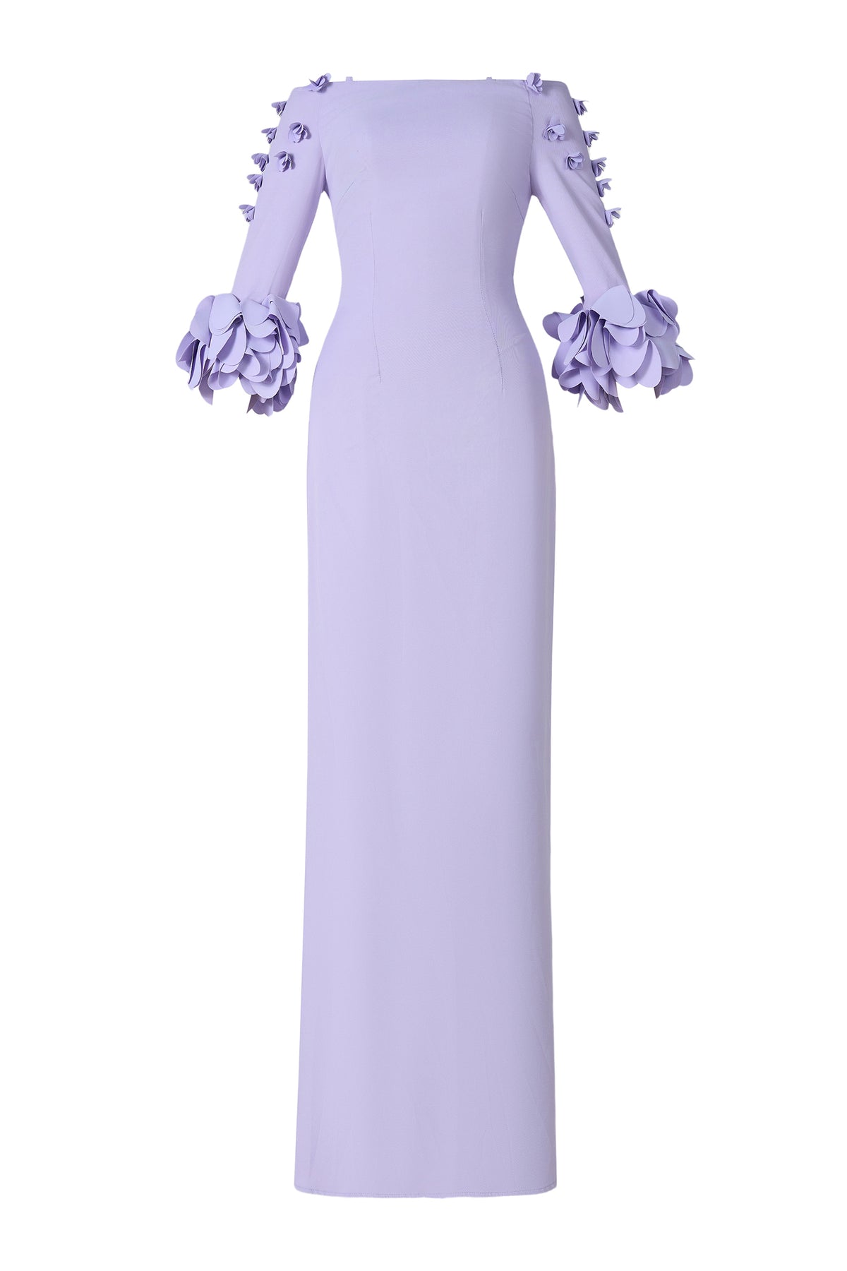 Solid 3D Flower One-Shoulder Maxi Dress