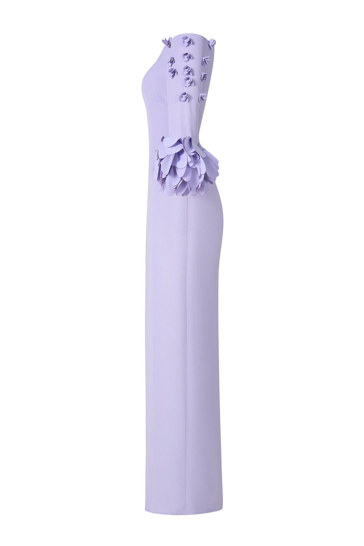 Solid 3D Flower One-Shoulder Maxi Dress