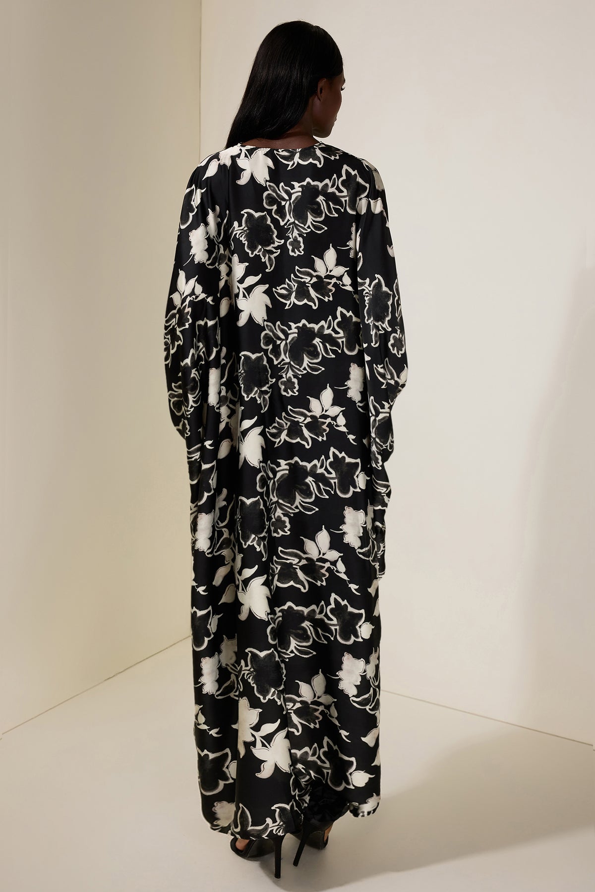 Floral Batwing Sleeve Midi Dress
