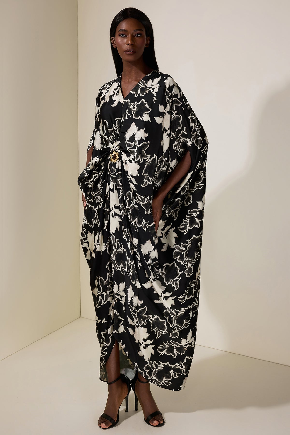Floral Batwing Sleeve Midi Dress