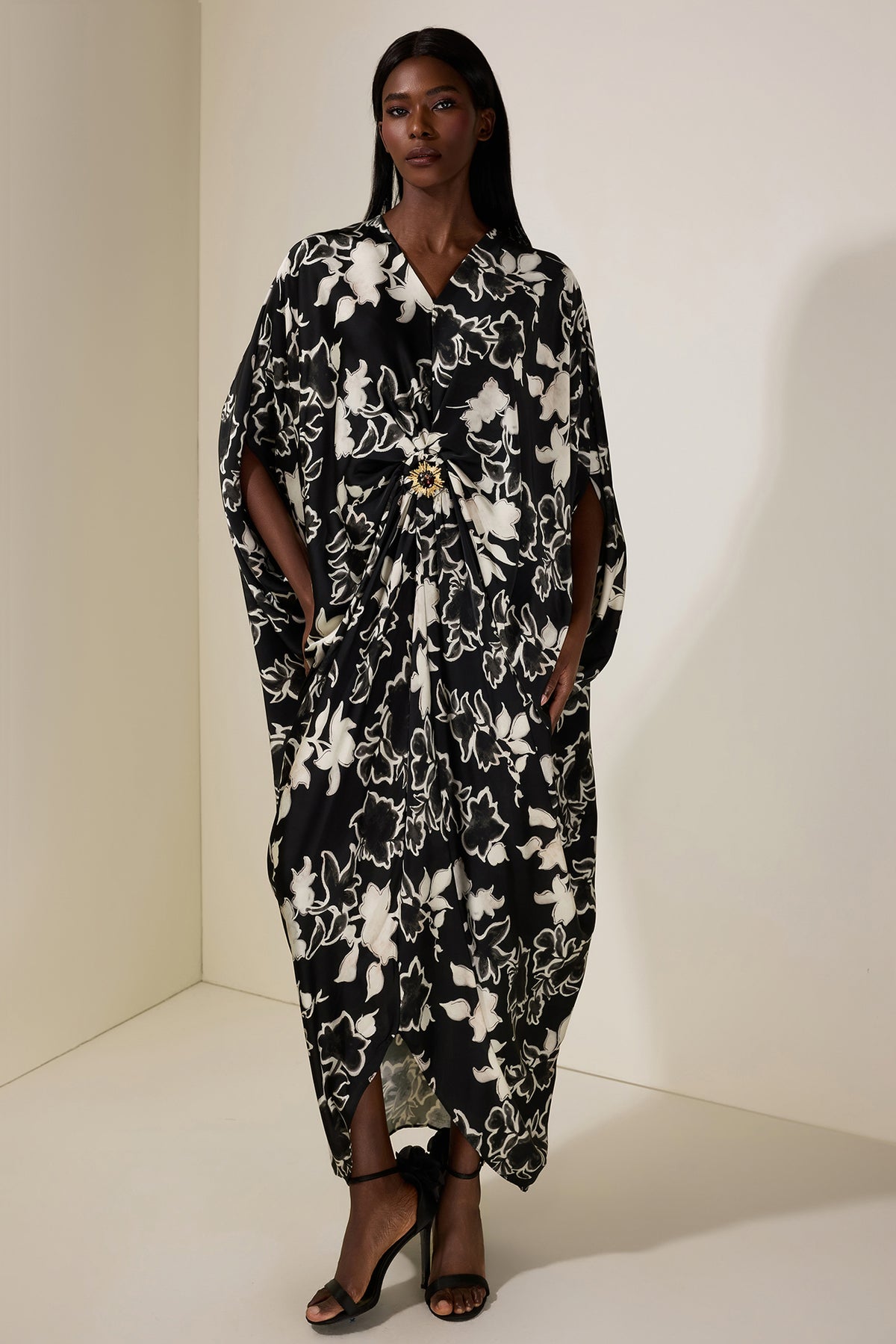 Floral Batwing Sleeve Midi Dress