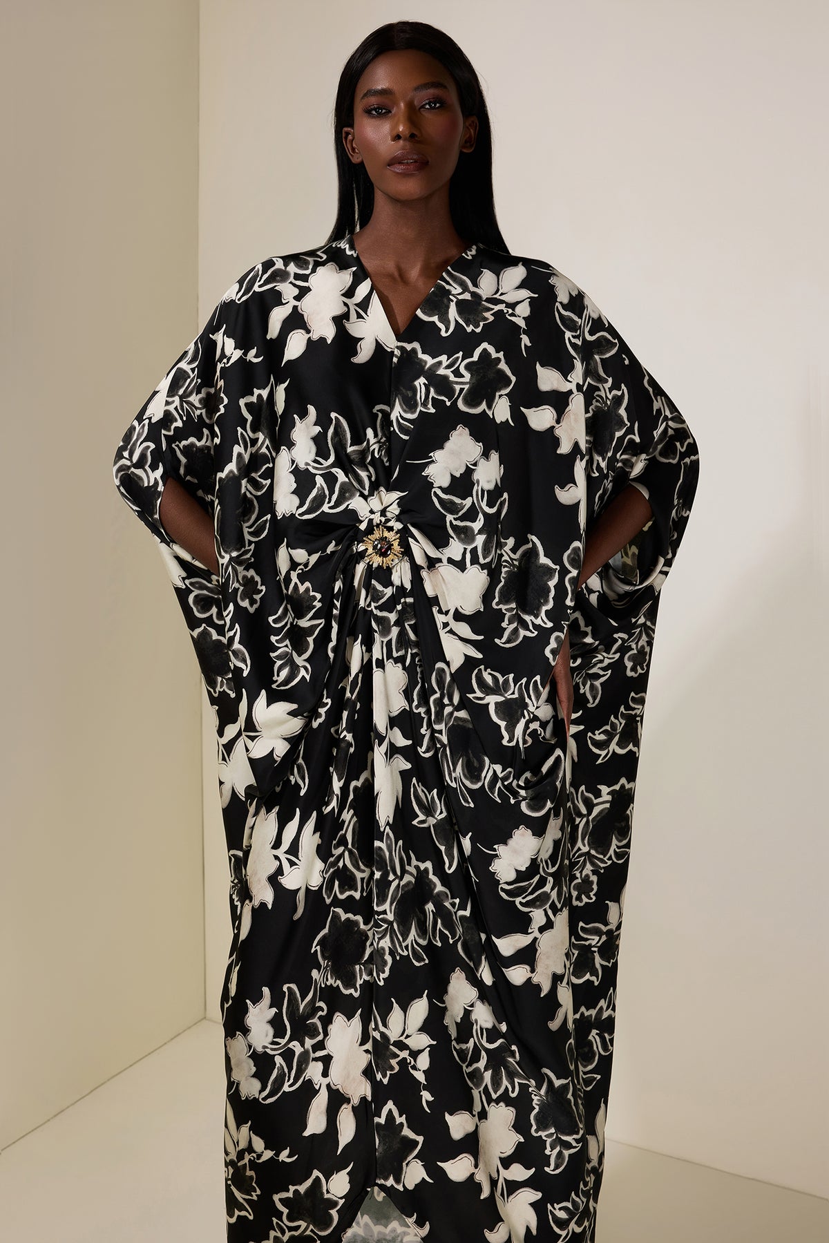 Floral Batwing Sleeve Midi Dress