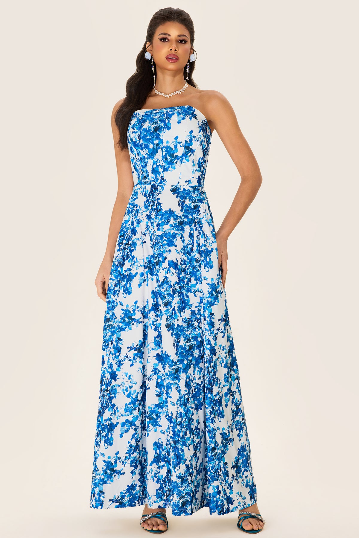 Floral Off-Shoulder Sleeveless Midi Dress