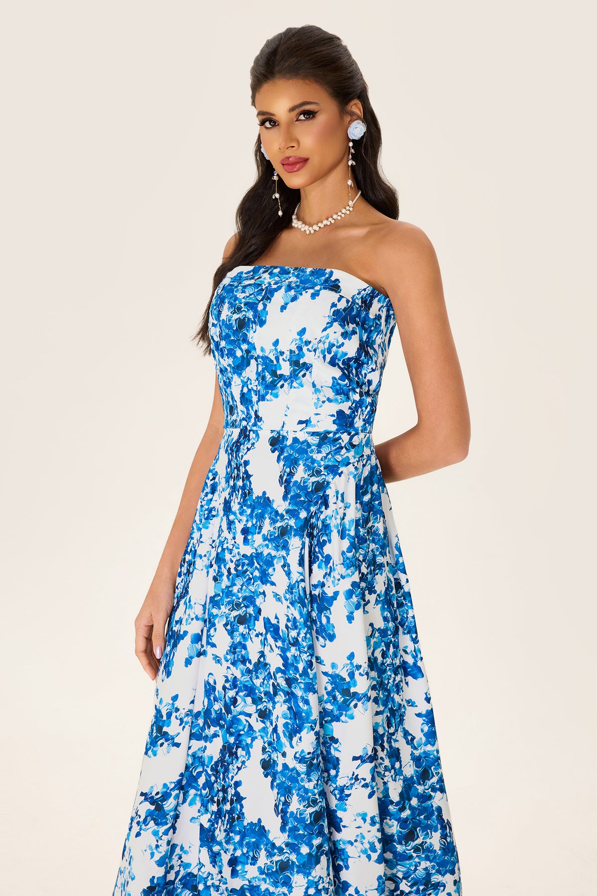 Floral Off-Shoulder Sleeveless Midi Dress