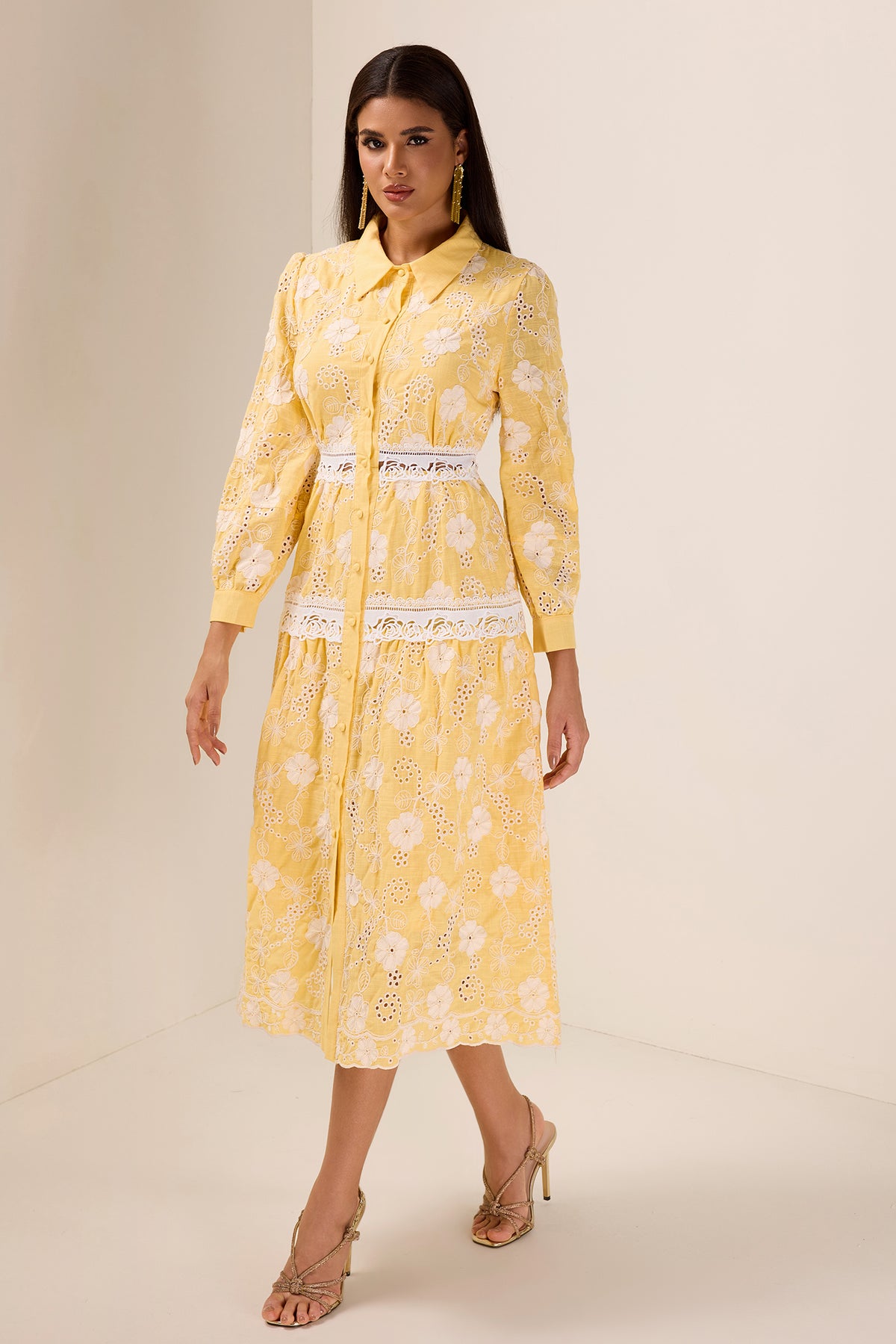 Lace Floral Flapped Midi Dress