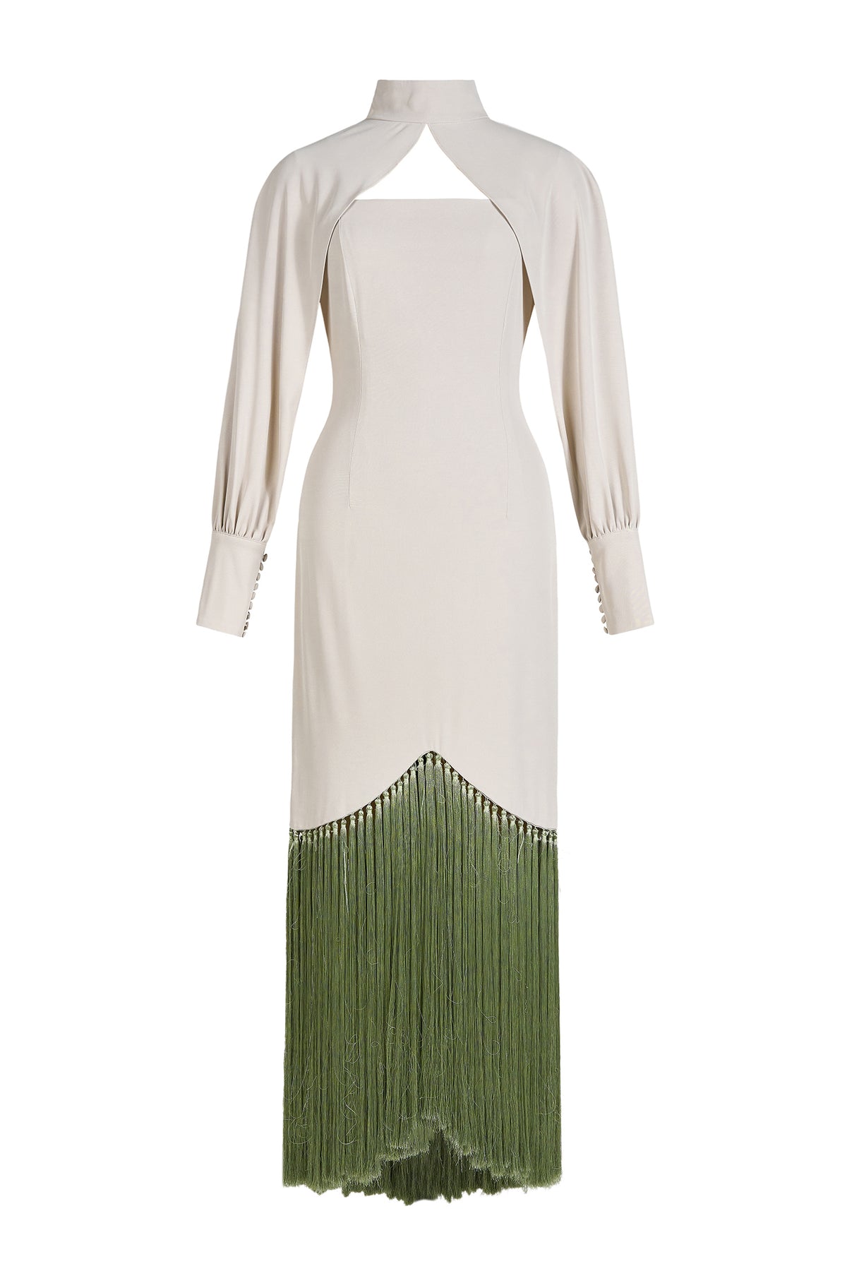Tassel Slip Midi Dress With Cape