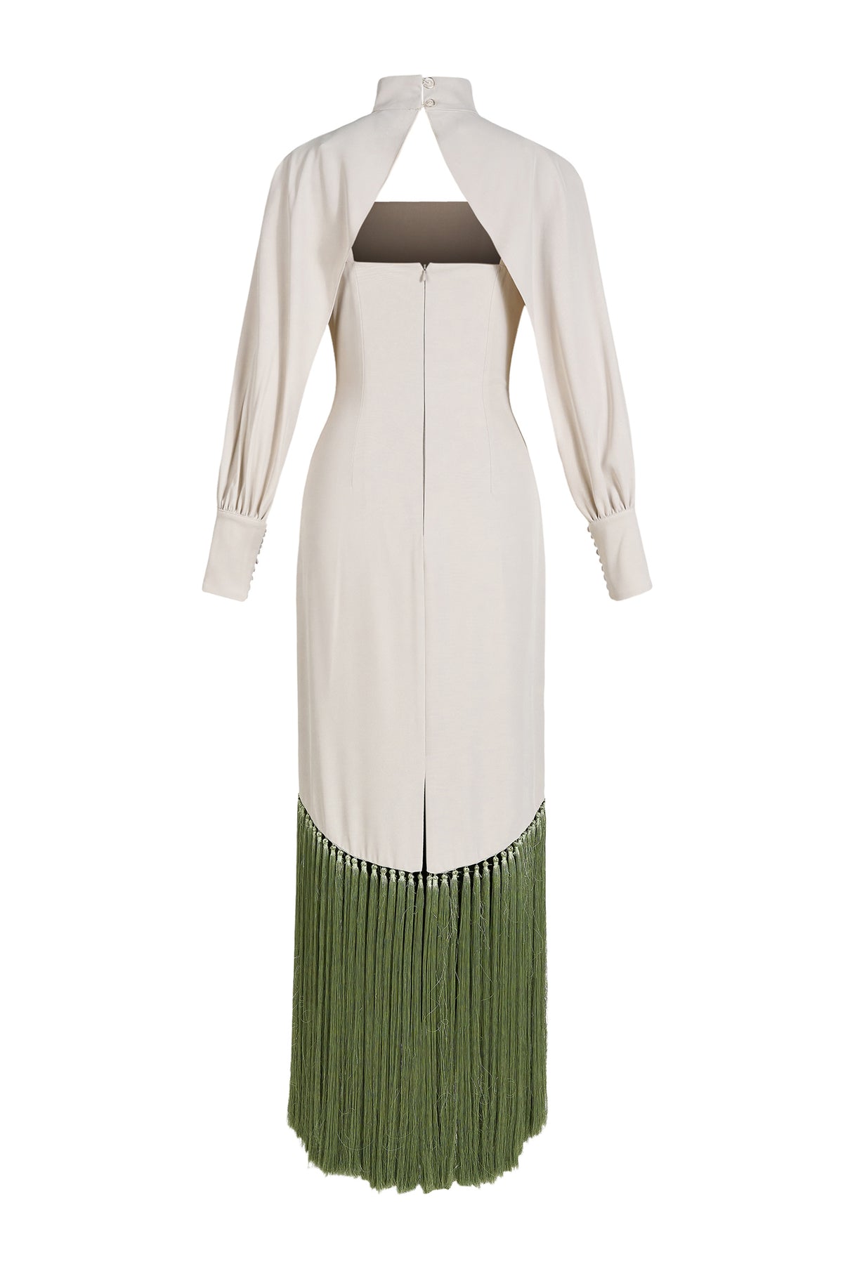 Tassel Slip Midi Dress With Cape