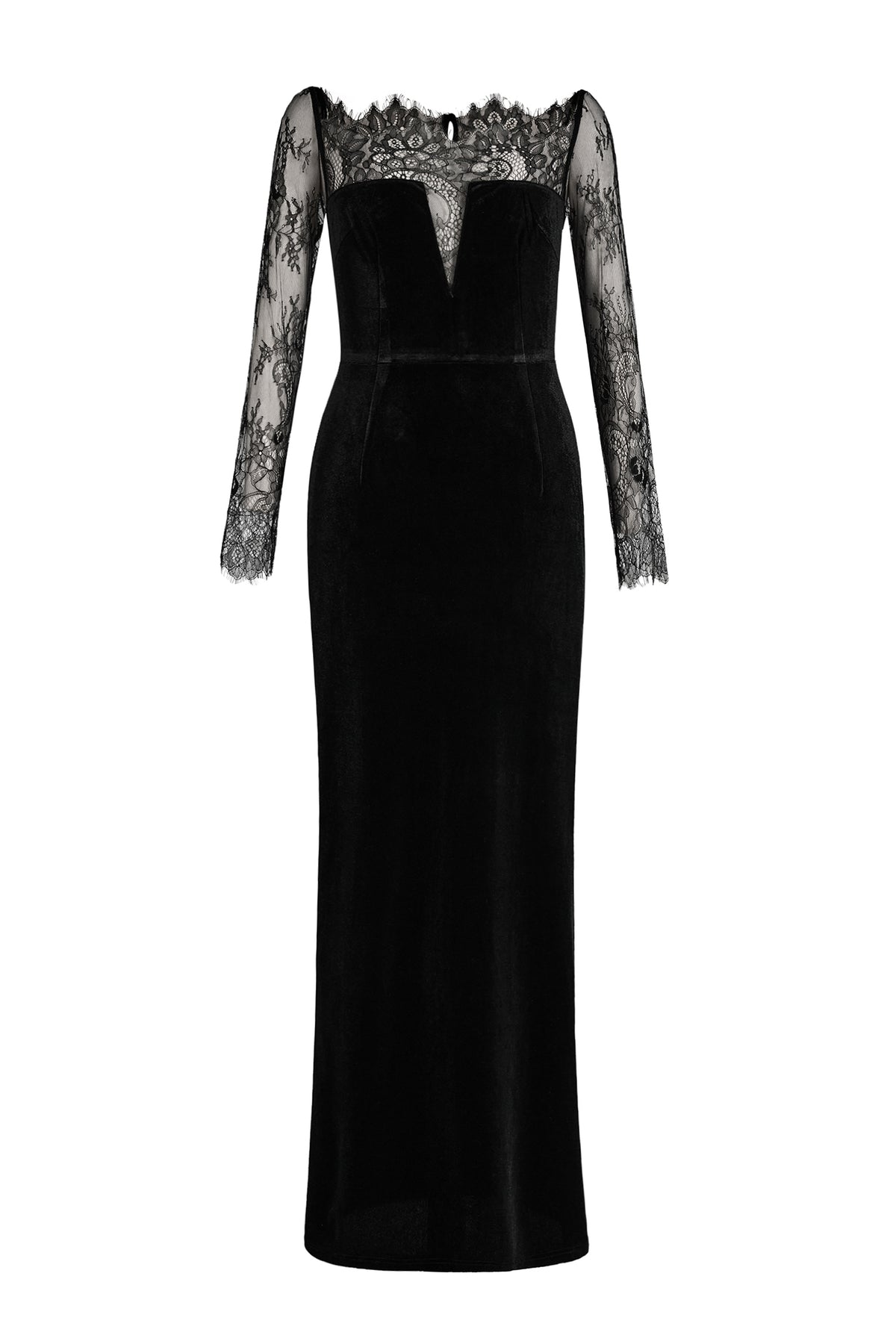 Velvet Splicing Lace Maxi Dress