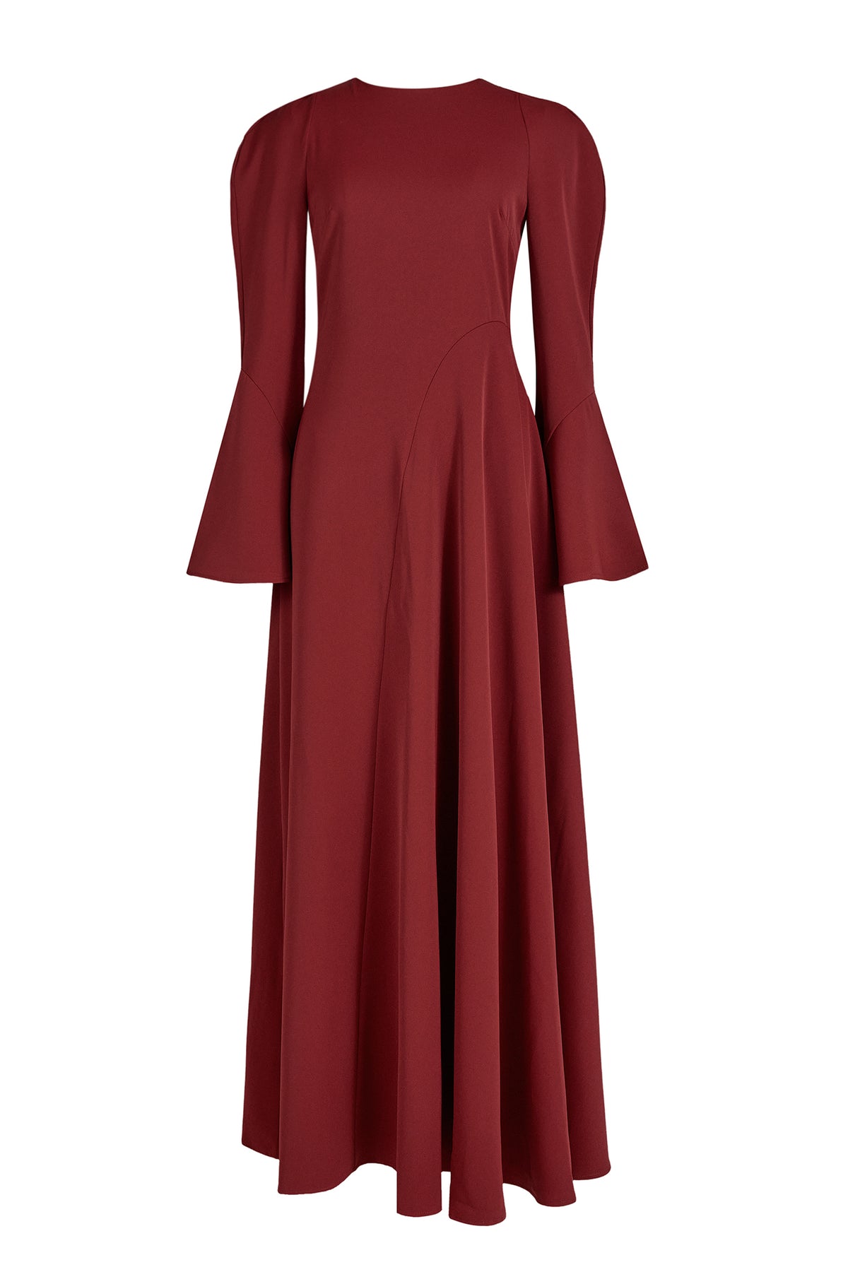 Solid Ruffle Long Sleeve Maxi Dress